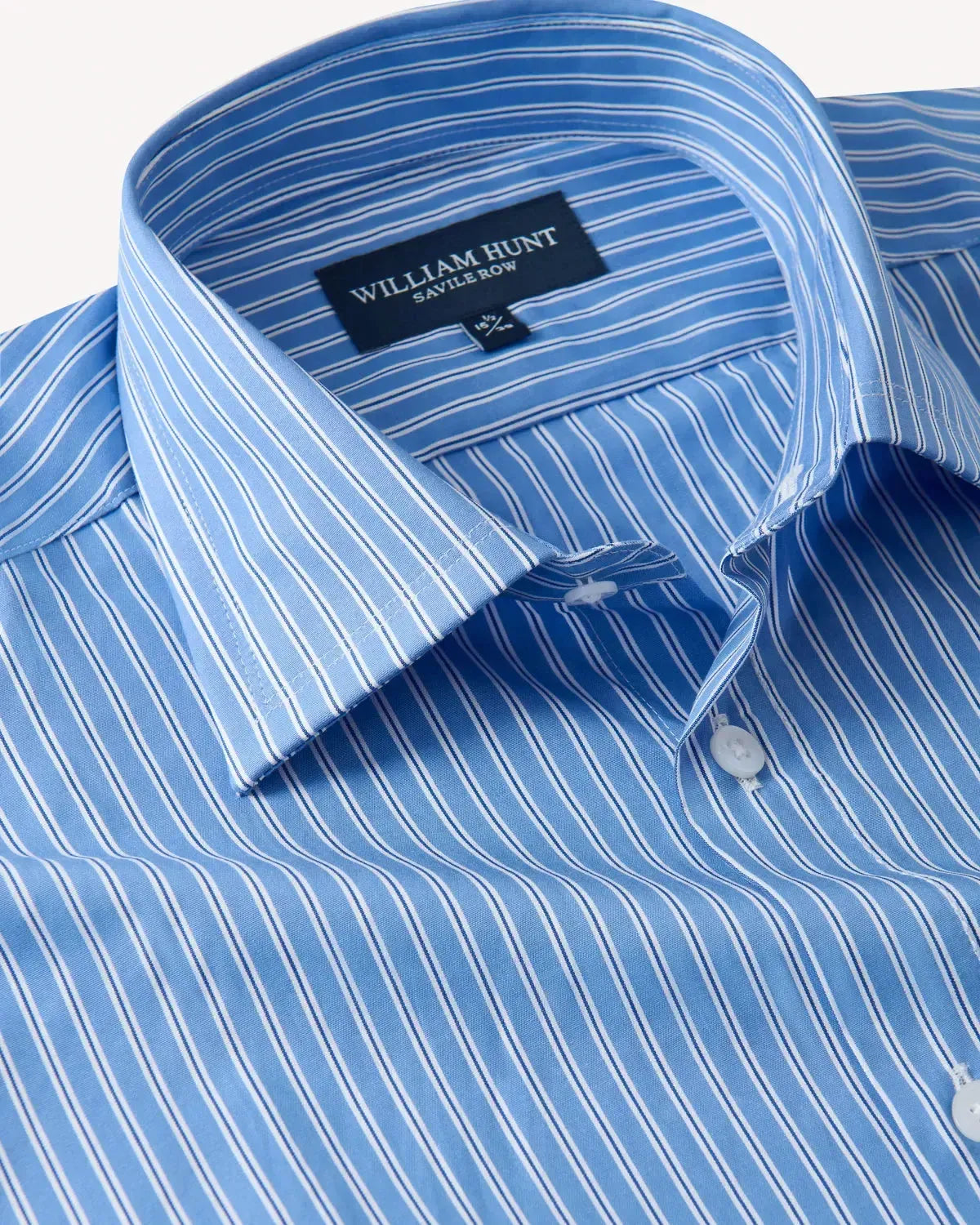 William Hunt City Stripe Shirt Royal White-MALFORD OF LONDON SAVILE ROW MENSWEAR OUTLET