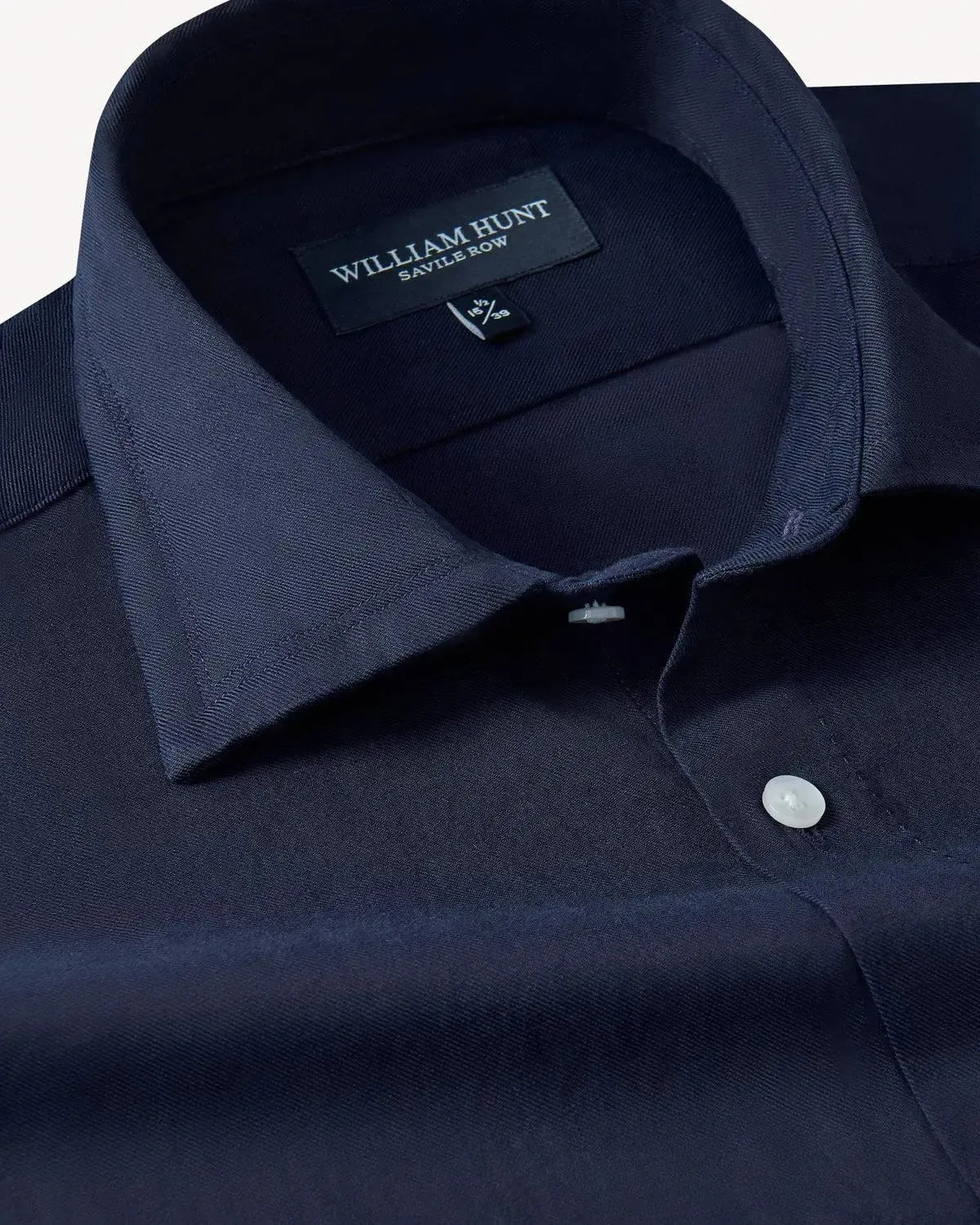 William Hunt Cotton Twill Shirt Navy Blue-MALFORD OF LONDON SAVILE ROW MENSWEAR OUTLET