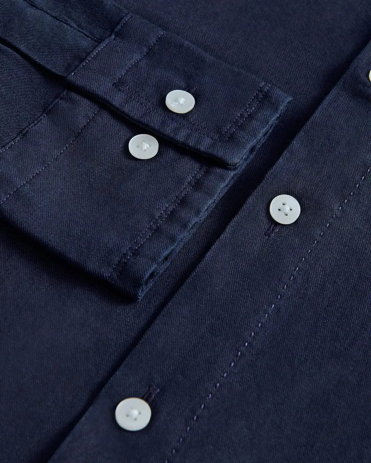 William Hunt Cotton Twill Shirt Navy Blue-MALFORD OF LONDON SAVILE ROW MENSWEAR OUTLET