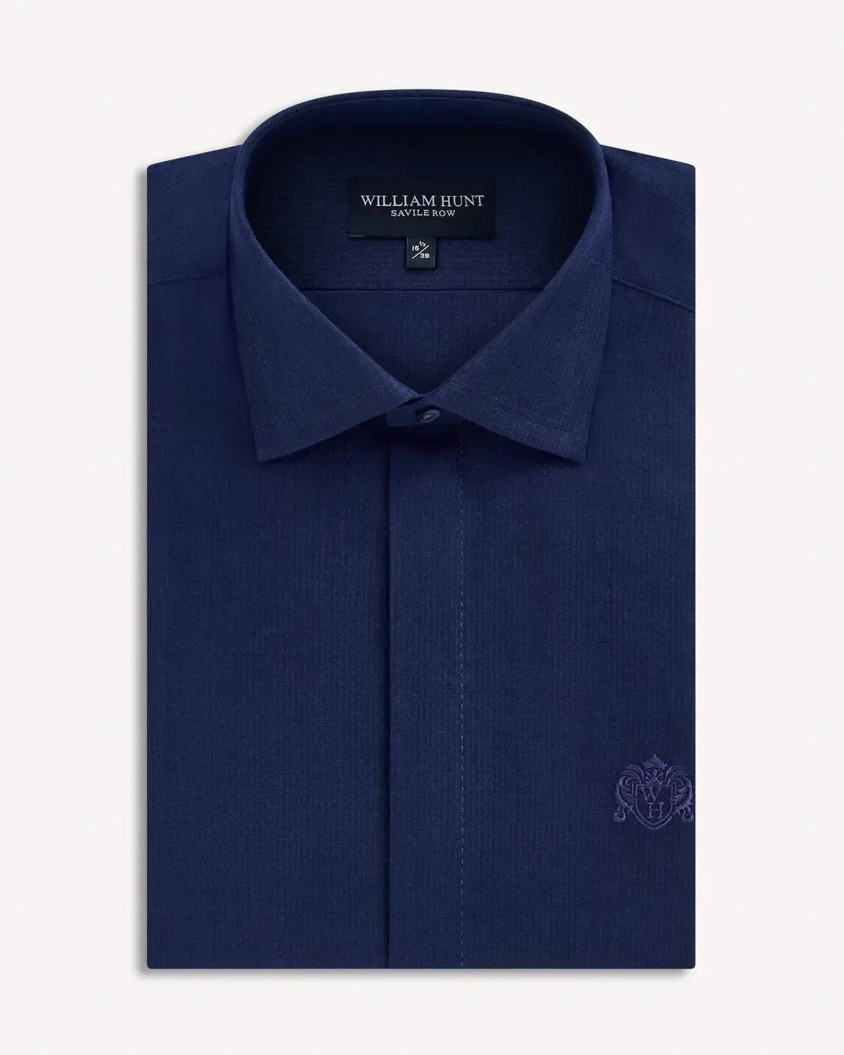 William Hunt Cotton Twill Shirt Navy-MALFORD OF LONDON SAVILE ROW MENSWEAR OUTLET