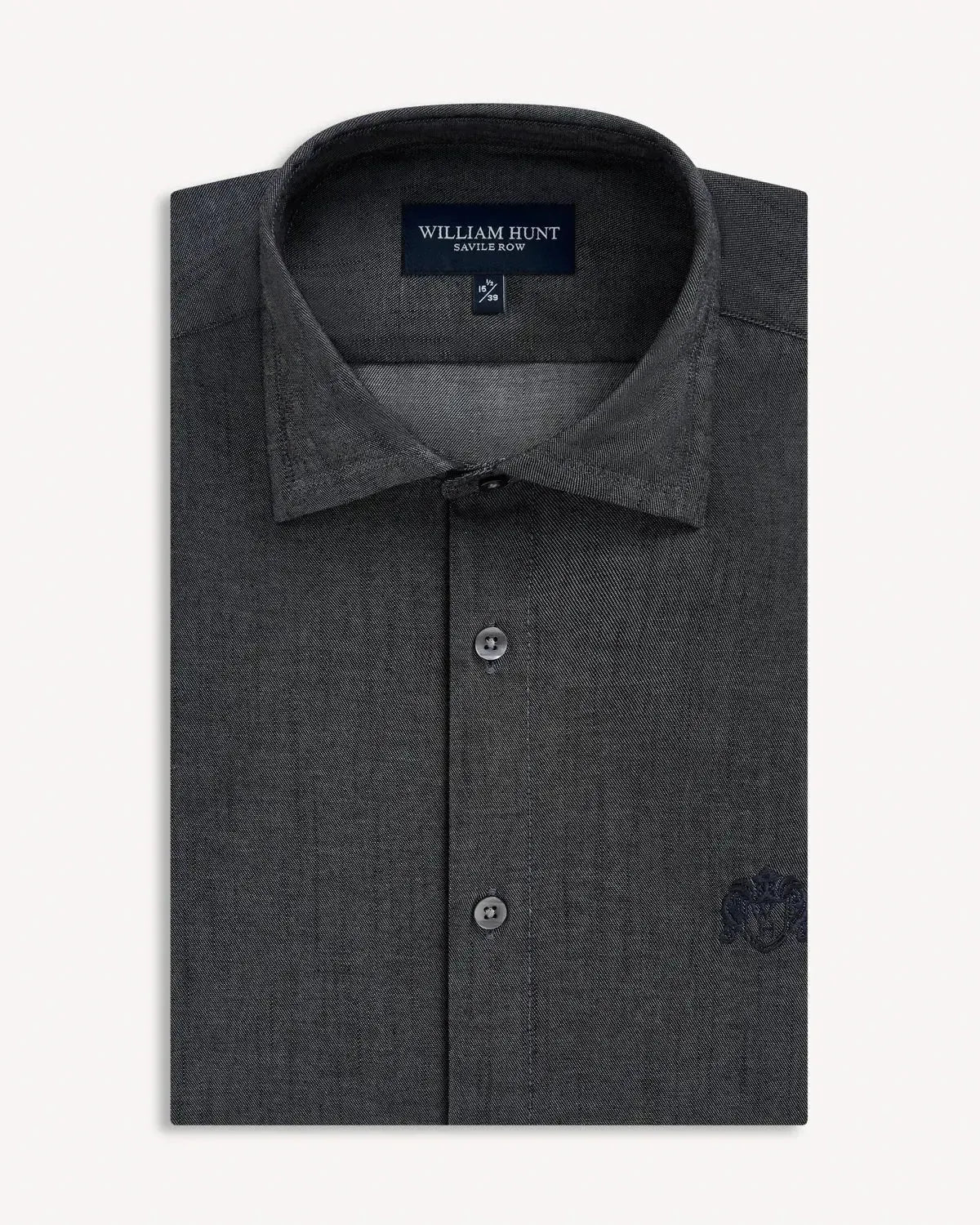 William Hunt Denim Shirt Grey-MALFORD OF LONDON SAVILE ROW MENSWEAR OUTLET