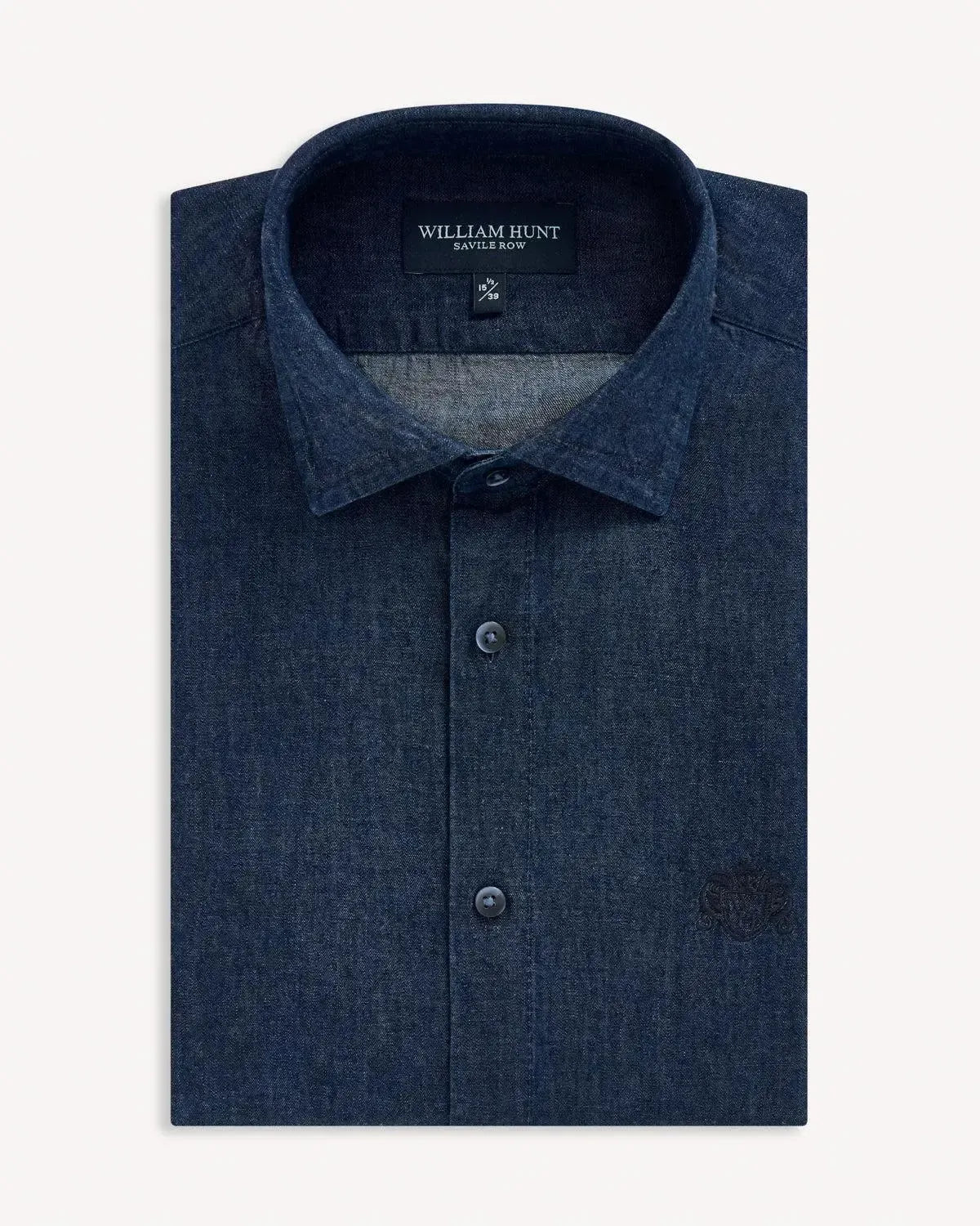 William Hunt Denim Shirt Indigo-MALFORD OF LONDON SAVILE ROW MENSWEAR OUTLET