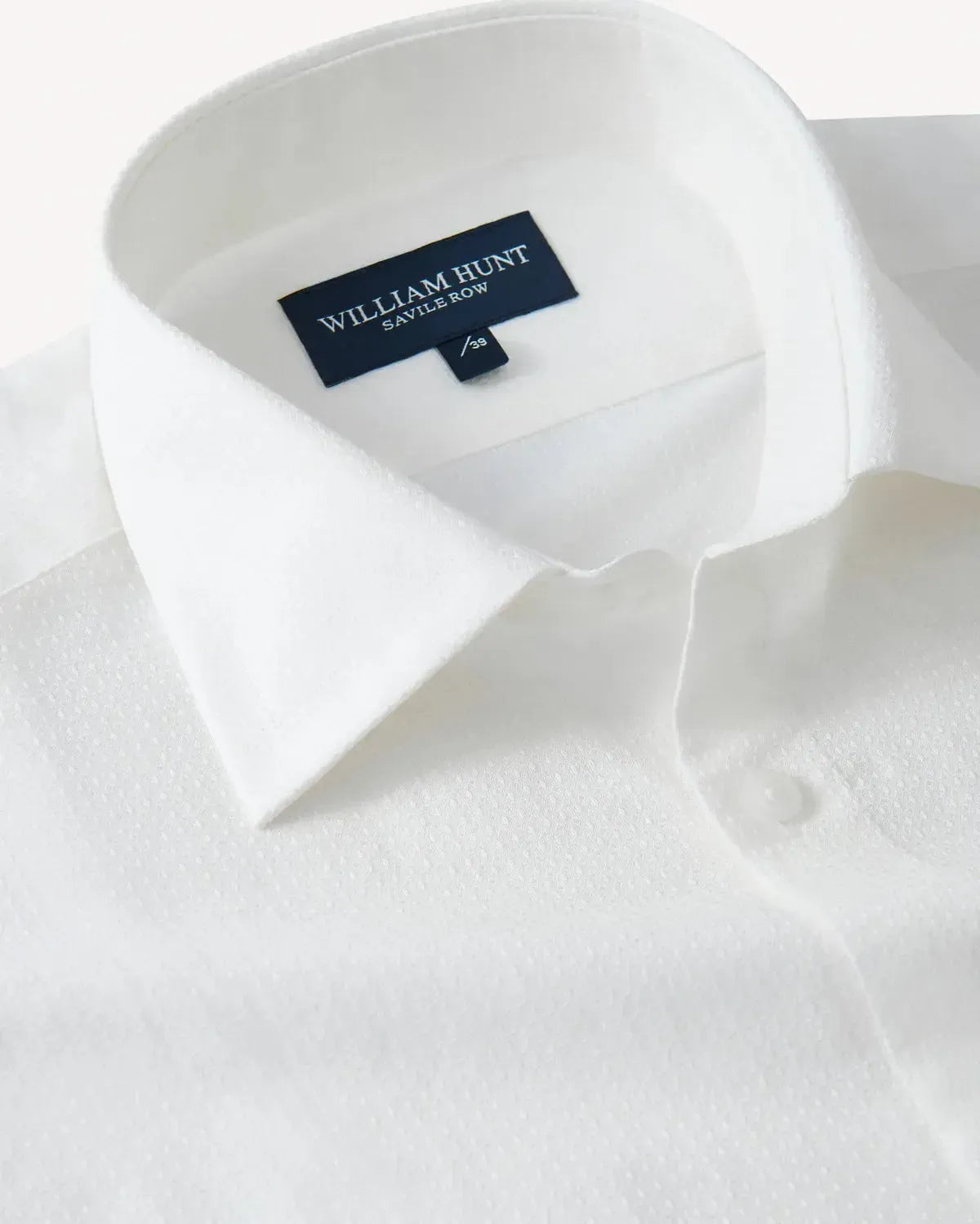 William Hunt Diamond Dobby Weave Shirt White-MALFORD OF LONDON SAVILE ROW MENSWEAR OUTLET