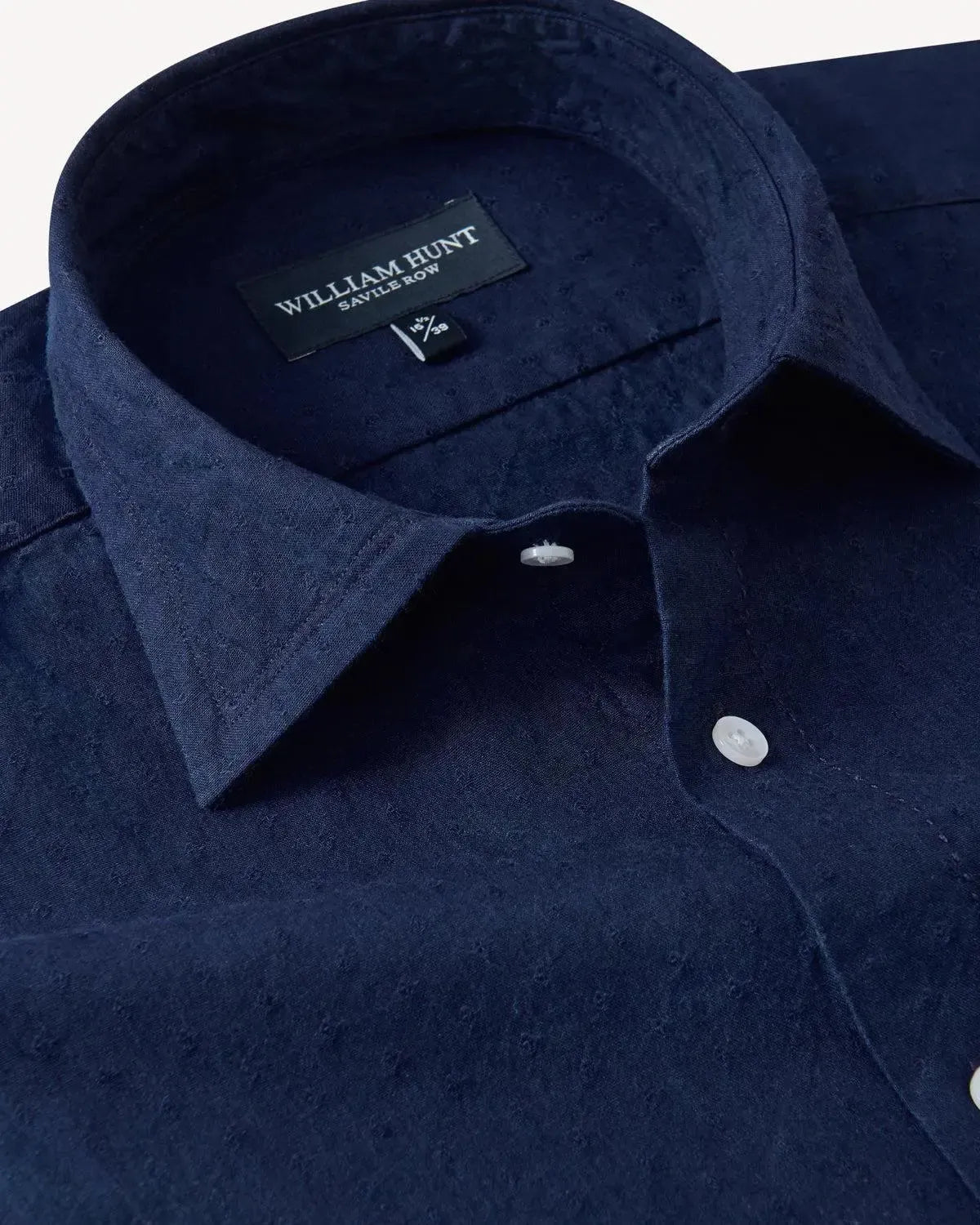William Hunt Diamond Twill Shirt Navy-MALFORD OF LONDON SAVILE ROW MENSWEAR OUTLET