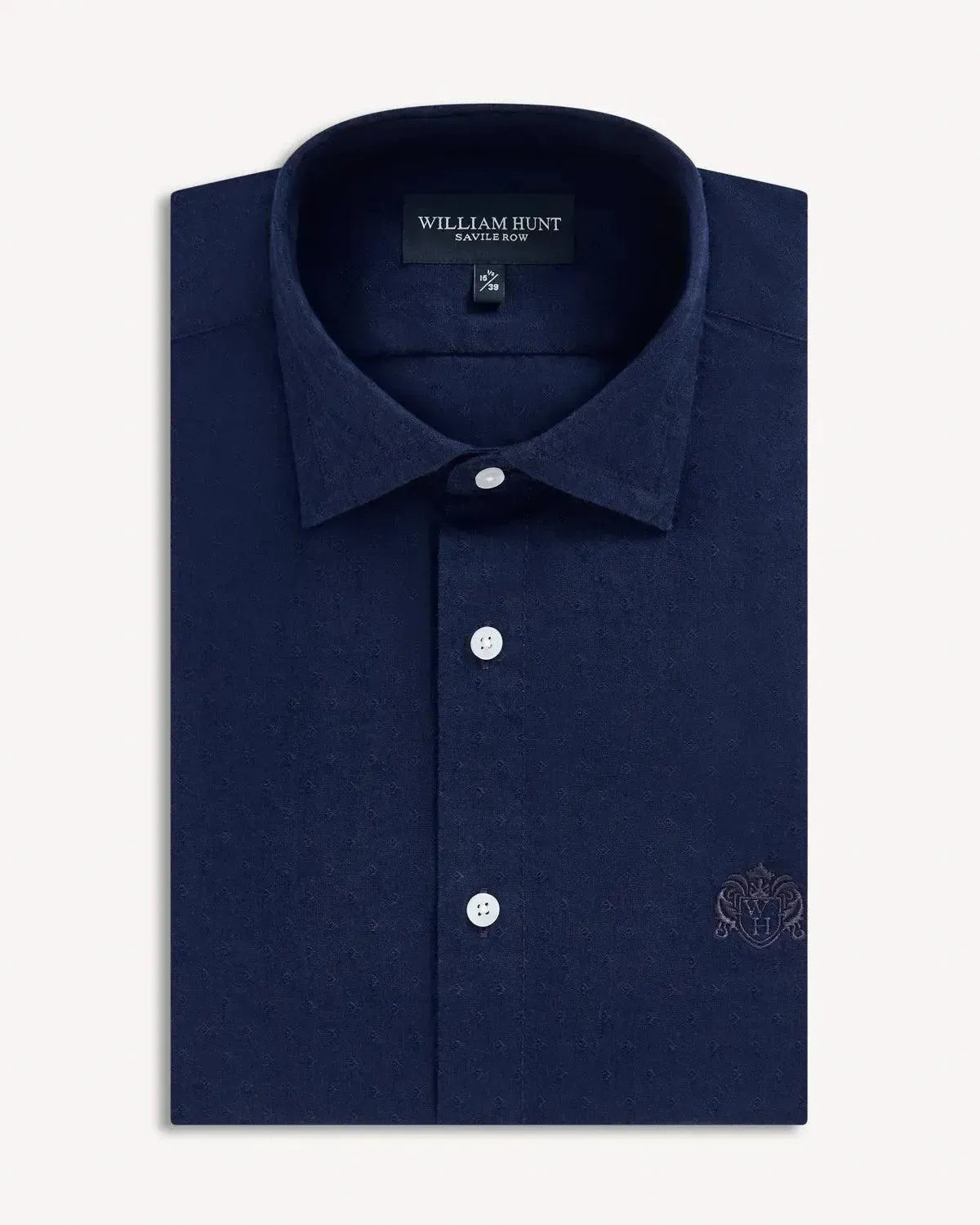 William Hunt Diamond Twill Shirt Navy-MALFORD OF LONDON SAVILE ROW MENSWEAR OUTLET