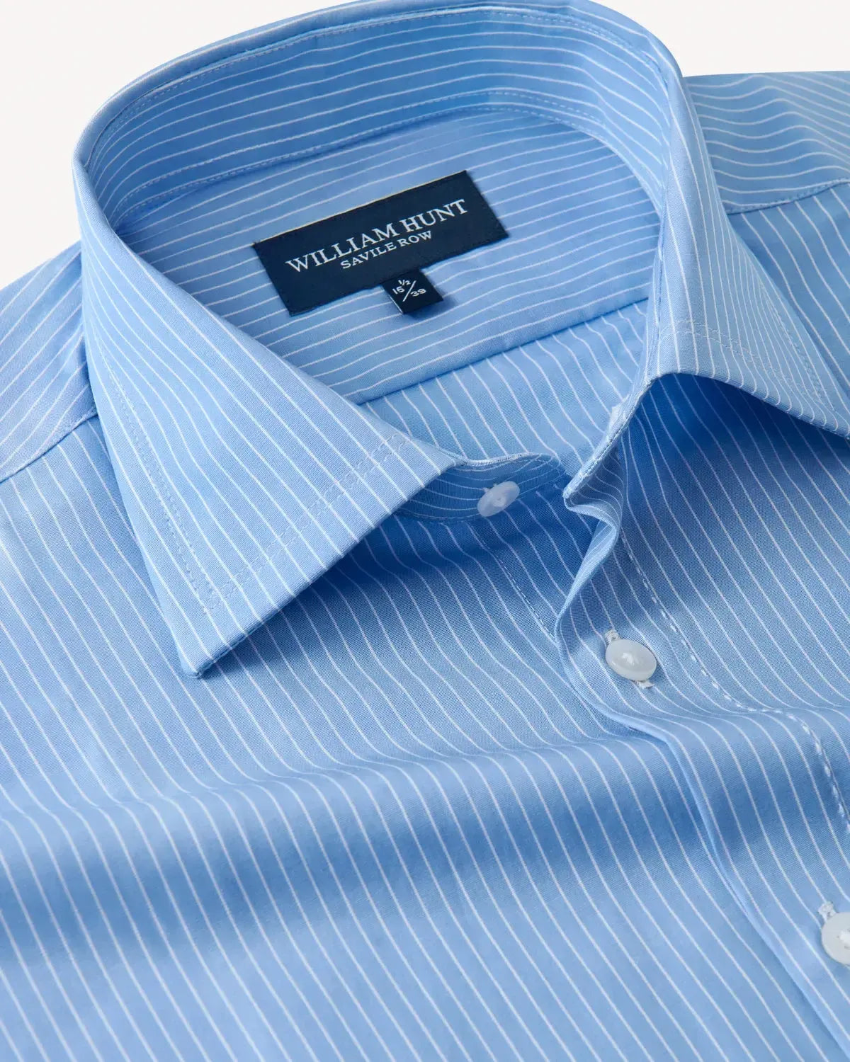 William Hunt Fine Stripe Shirt Light Blue-MALFORD OF LONDON SAVILE ROW MENSWEAR OUTLET