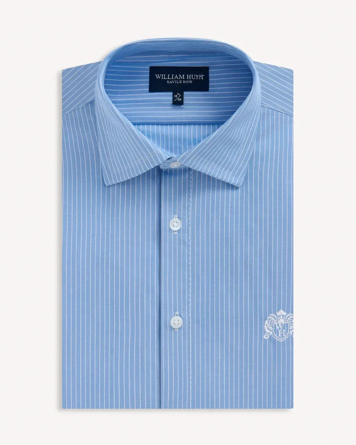 William Hunt Fine Stripe Shirt Light Blue-MALFORD OF LONDON SAVILE ROW MENSWEAR OUTLET