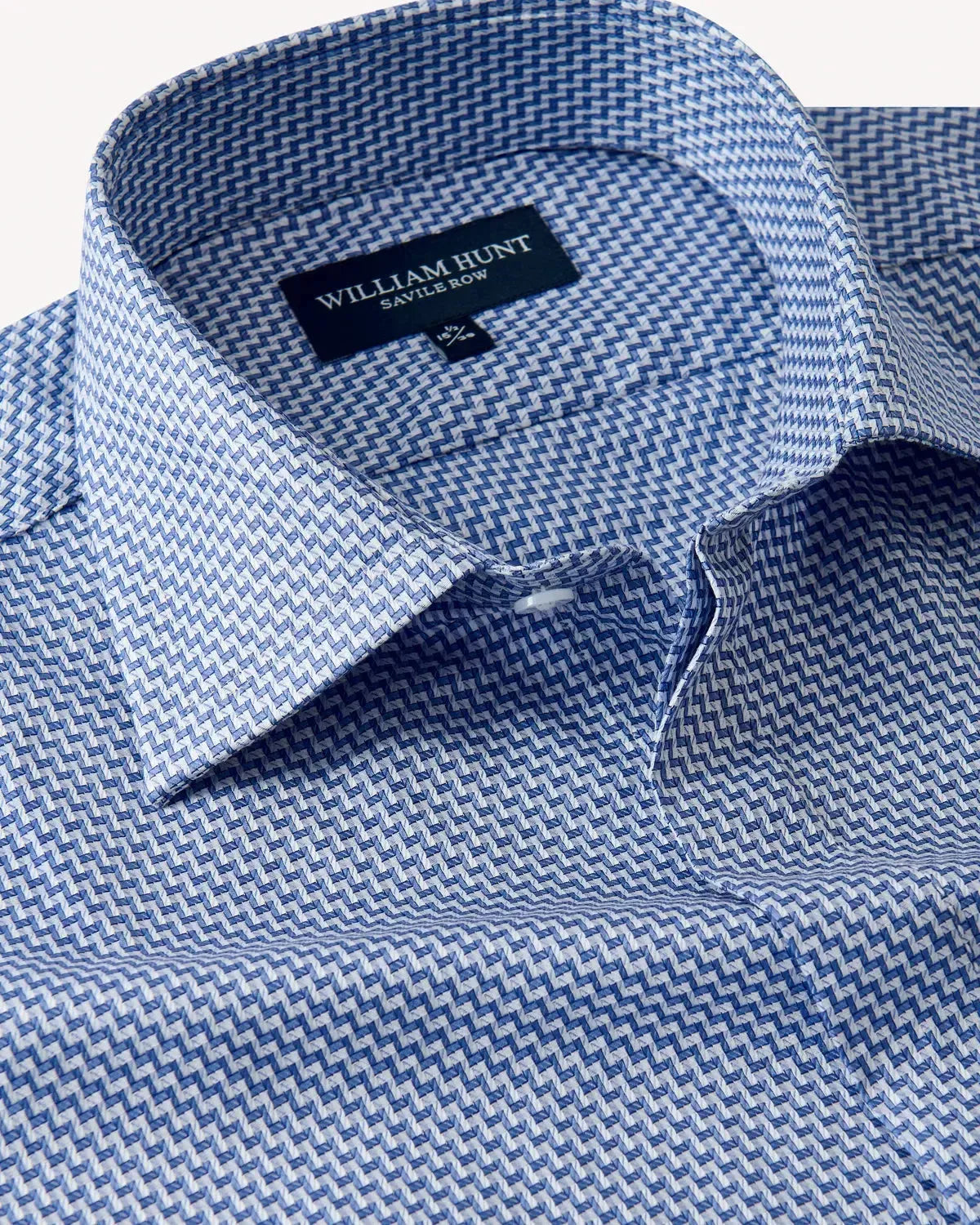 William Hunt Geometric Print Shirt Blue-MALFORD OF LONDON SAVILE ROW MENSWEAR OUTLET
