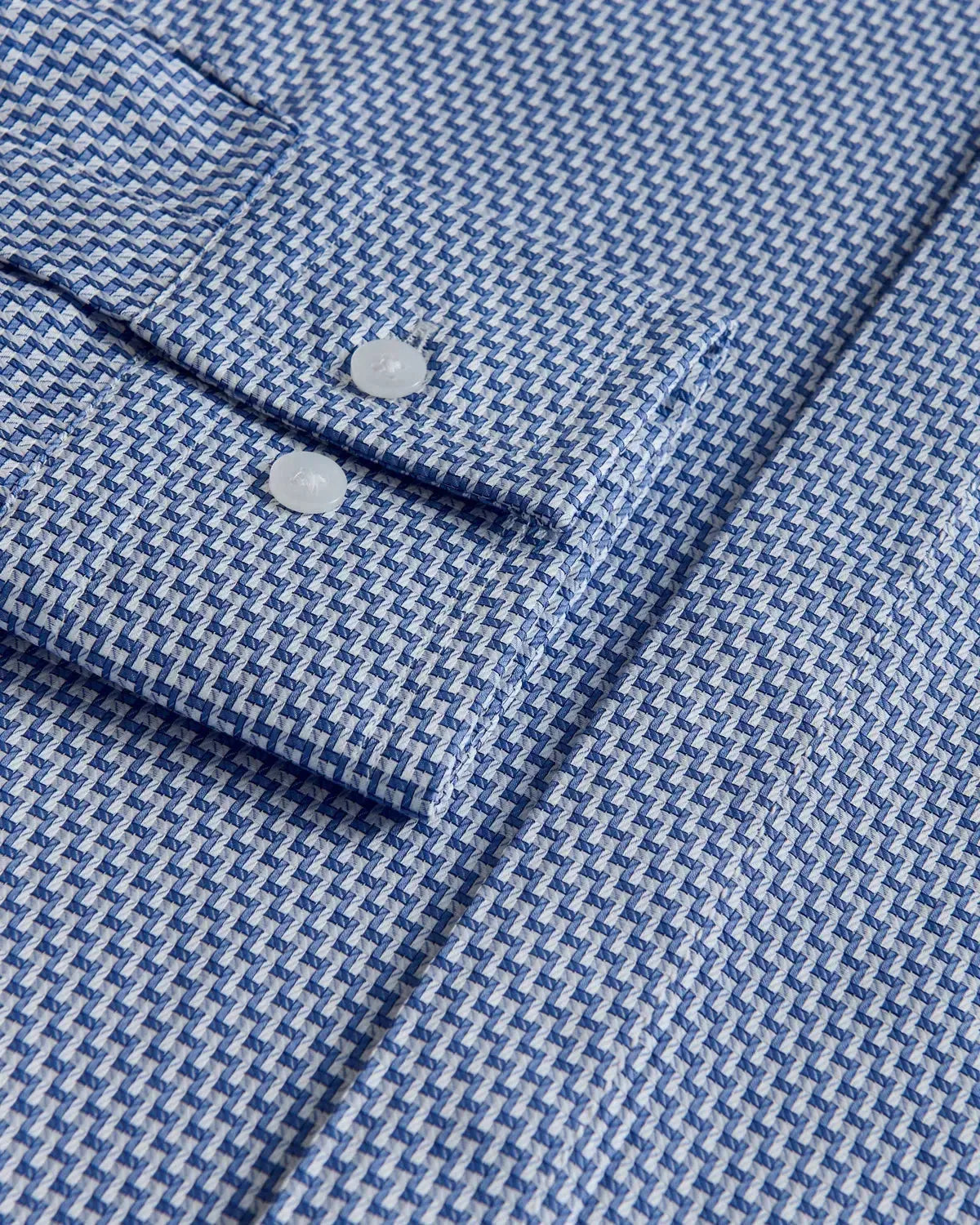 William Hunt Geometric Print Shirt Blue-MALFORD OF LONDON SAVILE ROW MENSWEAR OUTLET