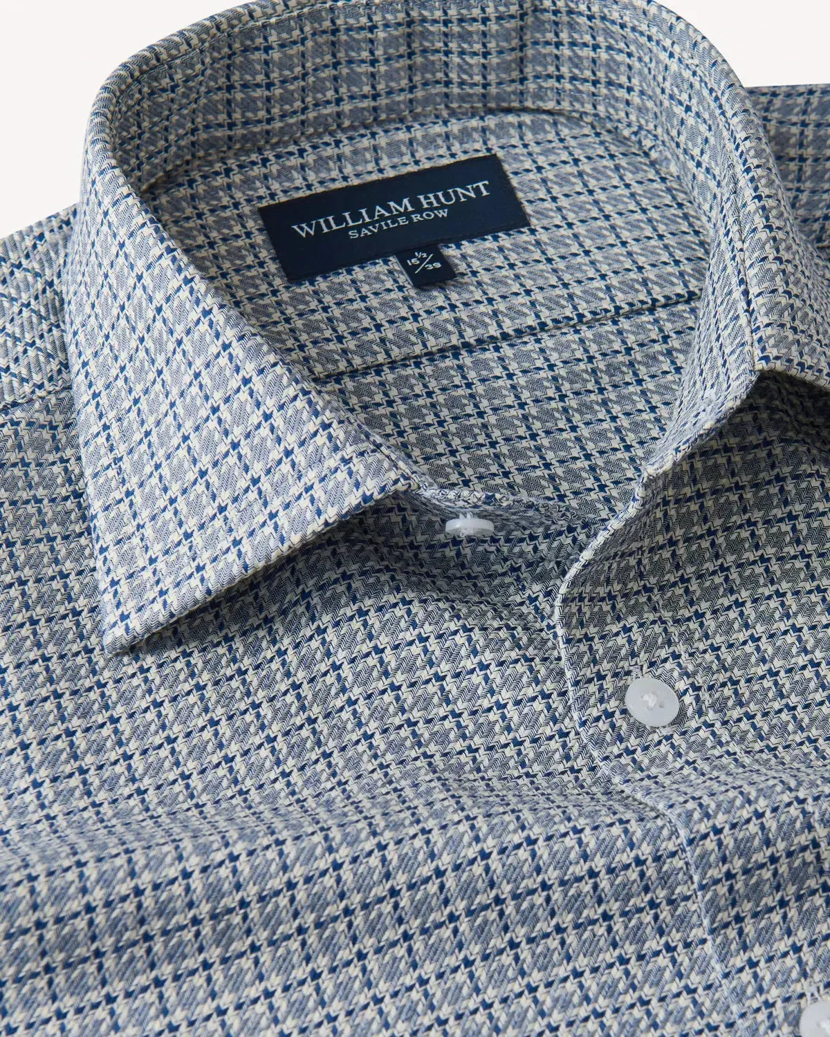 William Hunt Houndstooth Check Shirt Black White-MALFORD OF LONDON SAVILE ROW MENSWEAR OUTLET