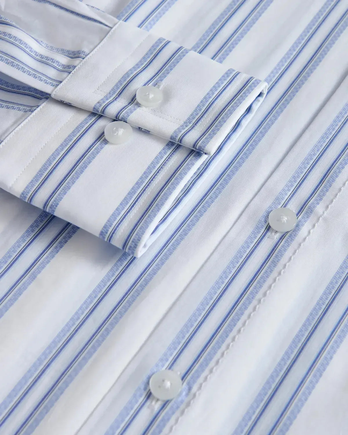 William Hunt Multi Stripe Shirt Royal White-MALFORD OF LONDON SAVILE ROW MENSWEAR OUTLET