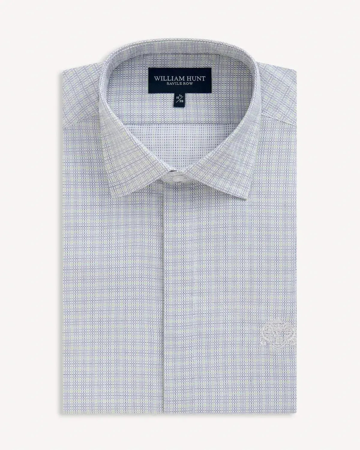 William Hunt Multicolour Check Shirt Blue-MALFORD OF LONDON SAVILE ROW MENSWEAR OUTLET