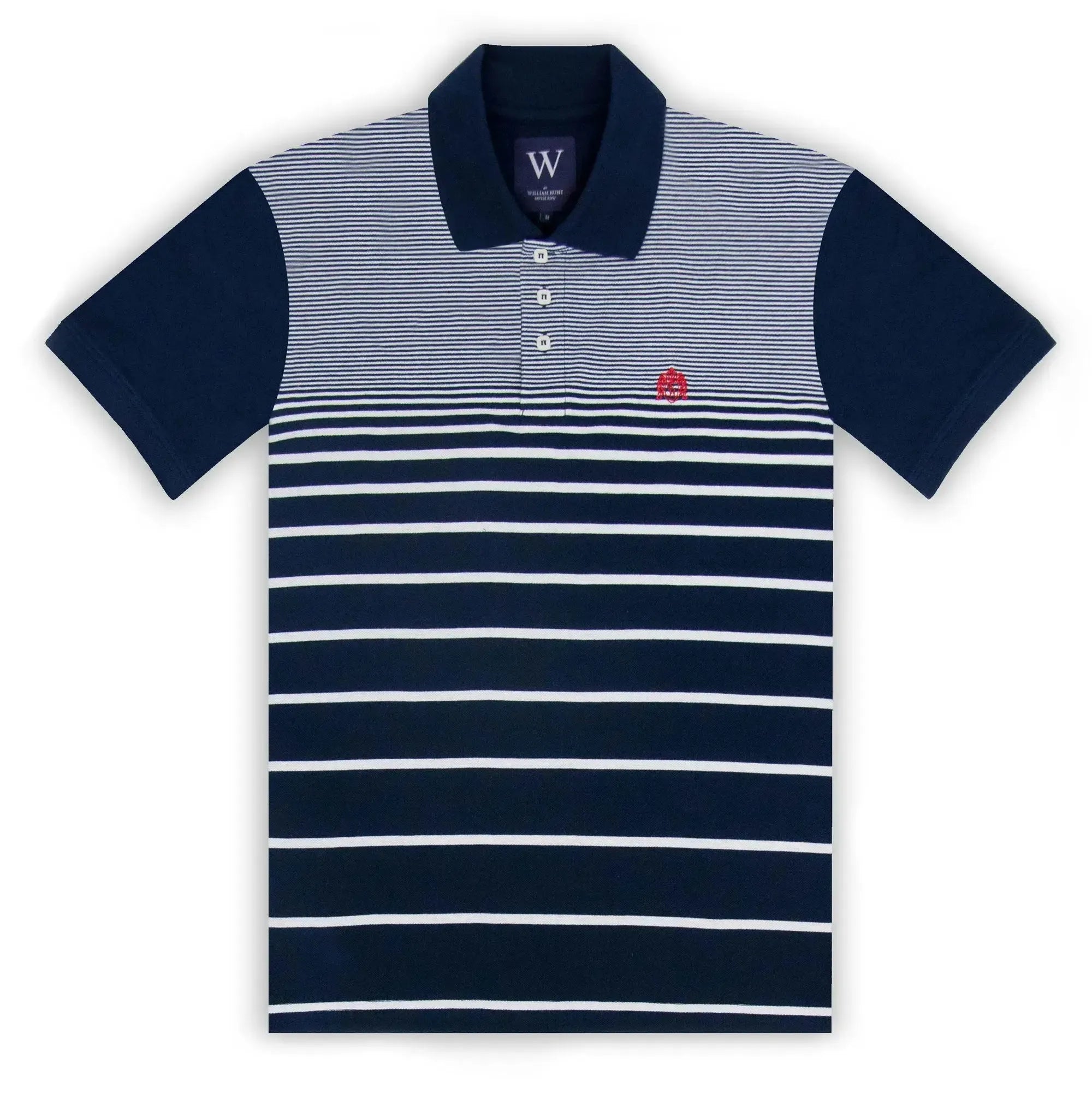 William Hunt Navy White Stripe Polo-MALFORD OF LONDON SAVILE ROW MENSWEAR OUTLET