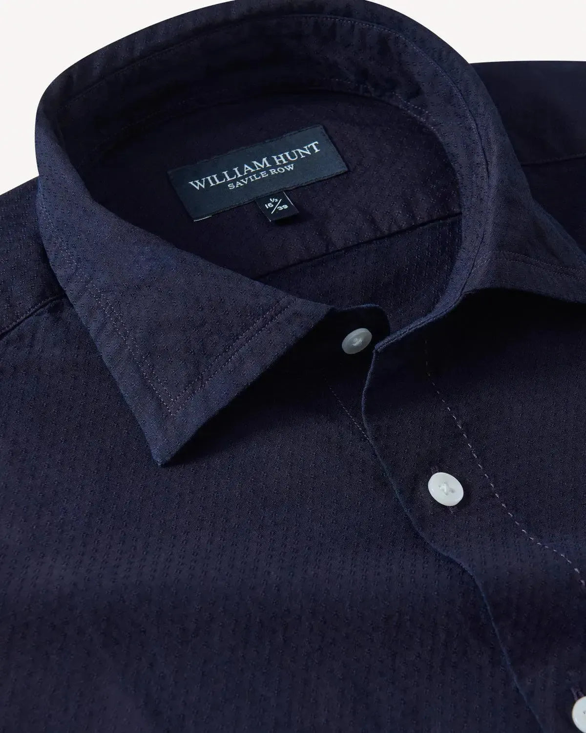 William Hunt Overstich Shirt Navy-MALFORD OF LONDON SAVILE ROW MENSWEAR OUTLET