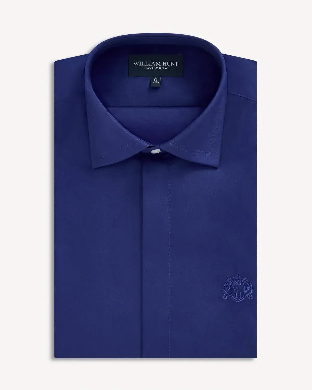 William Hunt Poplin Shirt Cobalt Blue-MALFORD OF LONDON SAVILE ROW MENSWEAR OUTLET