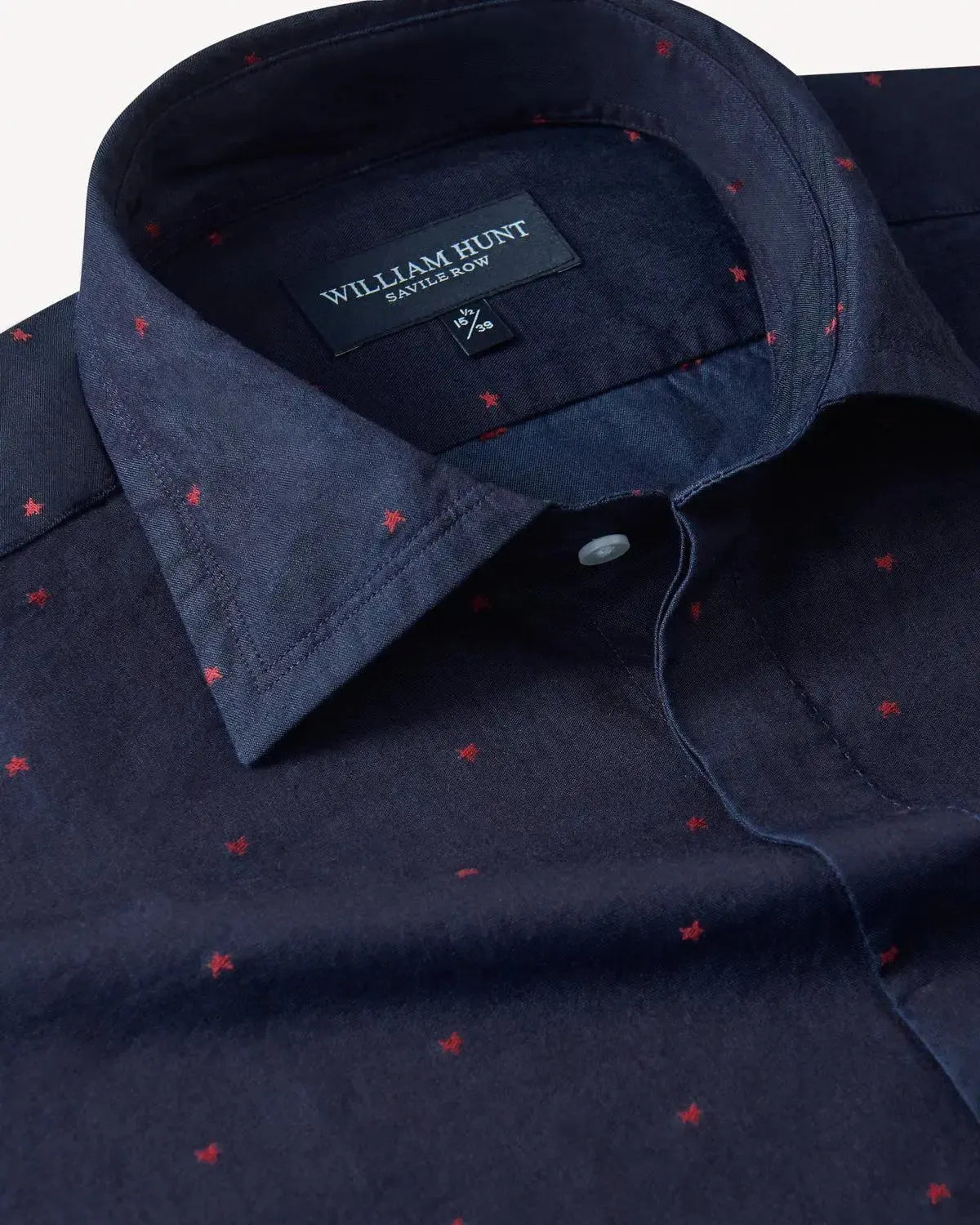 William Hunt Star Twill Shirt Navy-MALFORD OF LONDON SAVILE ROW MENSWEAR OUTLET