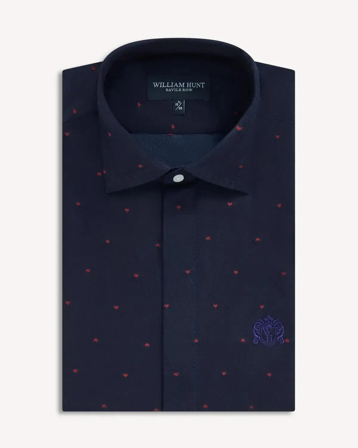 William Hunt Star Twill Shirt Navy-MALFORD OF LONDON SAVILE ROW MENSWEAR OUTLET