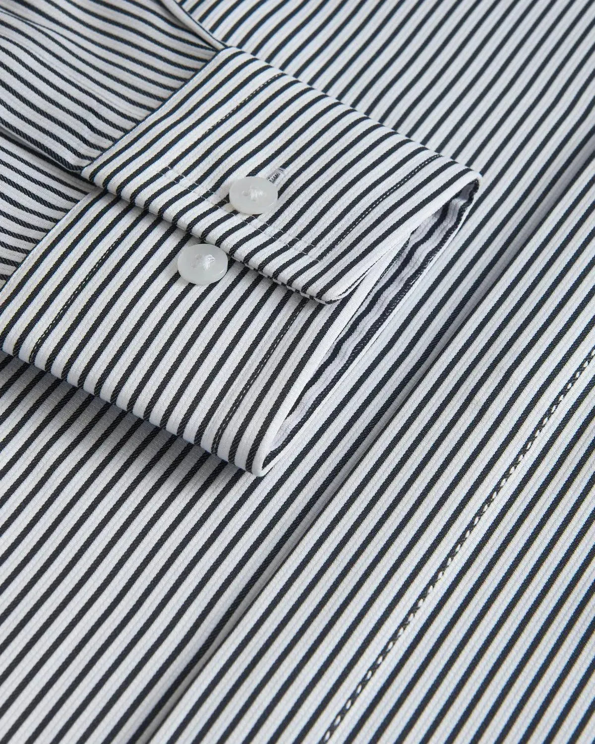 William Hunt Stripe Shirt Black White-MALFORD OF LONDON SAVILE ROW MENSWEAR OUTLET