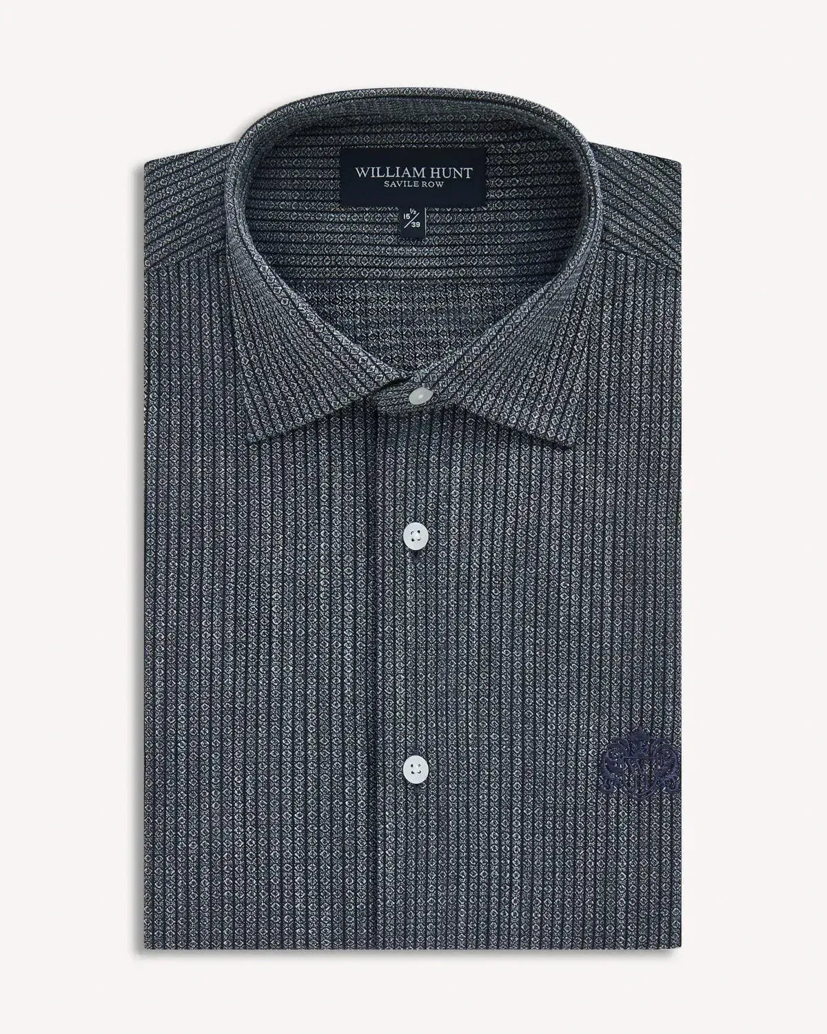 William Hunt Stripe Shirt Dark Grey Navy-MALFORD OF LONDON SAVILE ROW MENSWEAR OUTLET