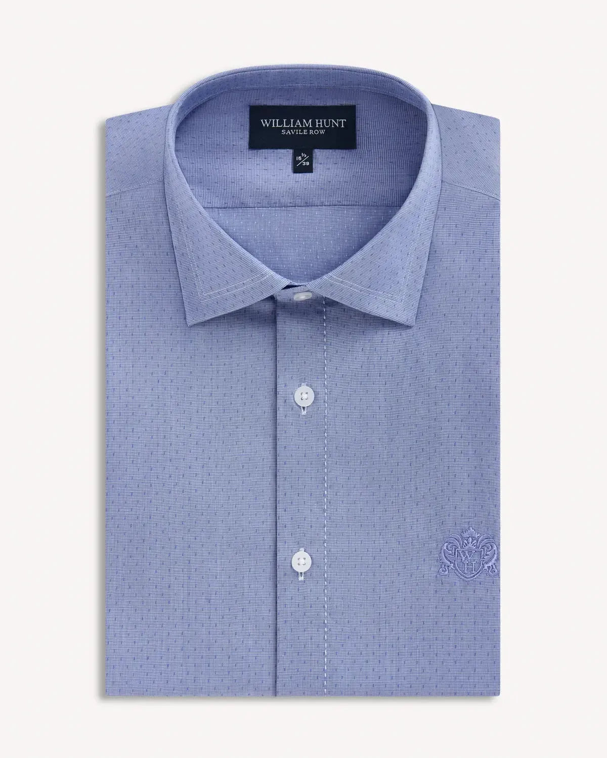 William Hunt Textured Dot Shirt Light Blue-MALFORD OF LONDON SAVILE ROW MENSWEAR OUTLET
