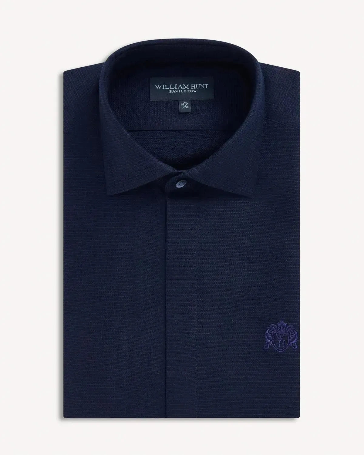 William Hunt Textured Shirt Navy-MALFORD OF LONDON SAVILE ROW MENSWEAR OUTLET