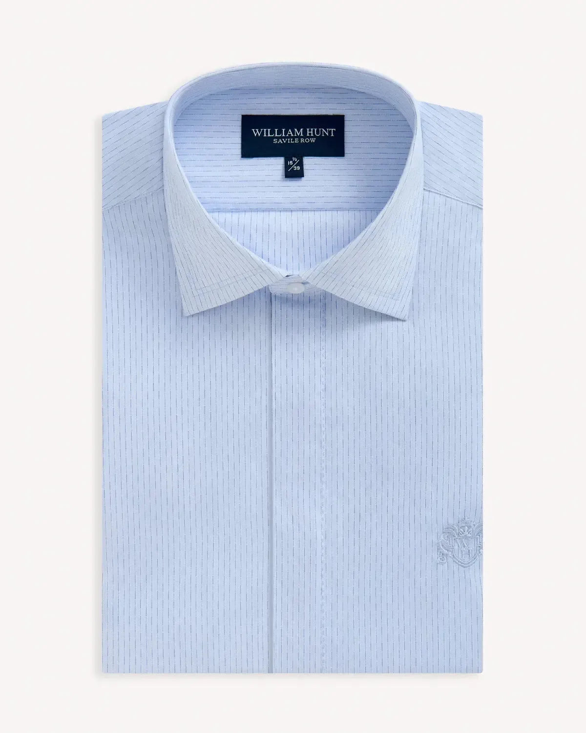 William Hunt Textured Stripe Shirt Light Blue-MALFORD OF LONDON SAVILE ROW MENSWEAR OUTLET