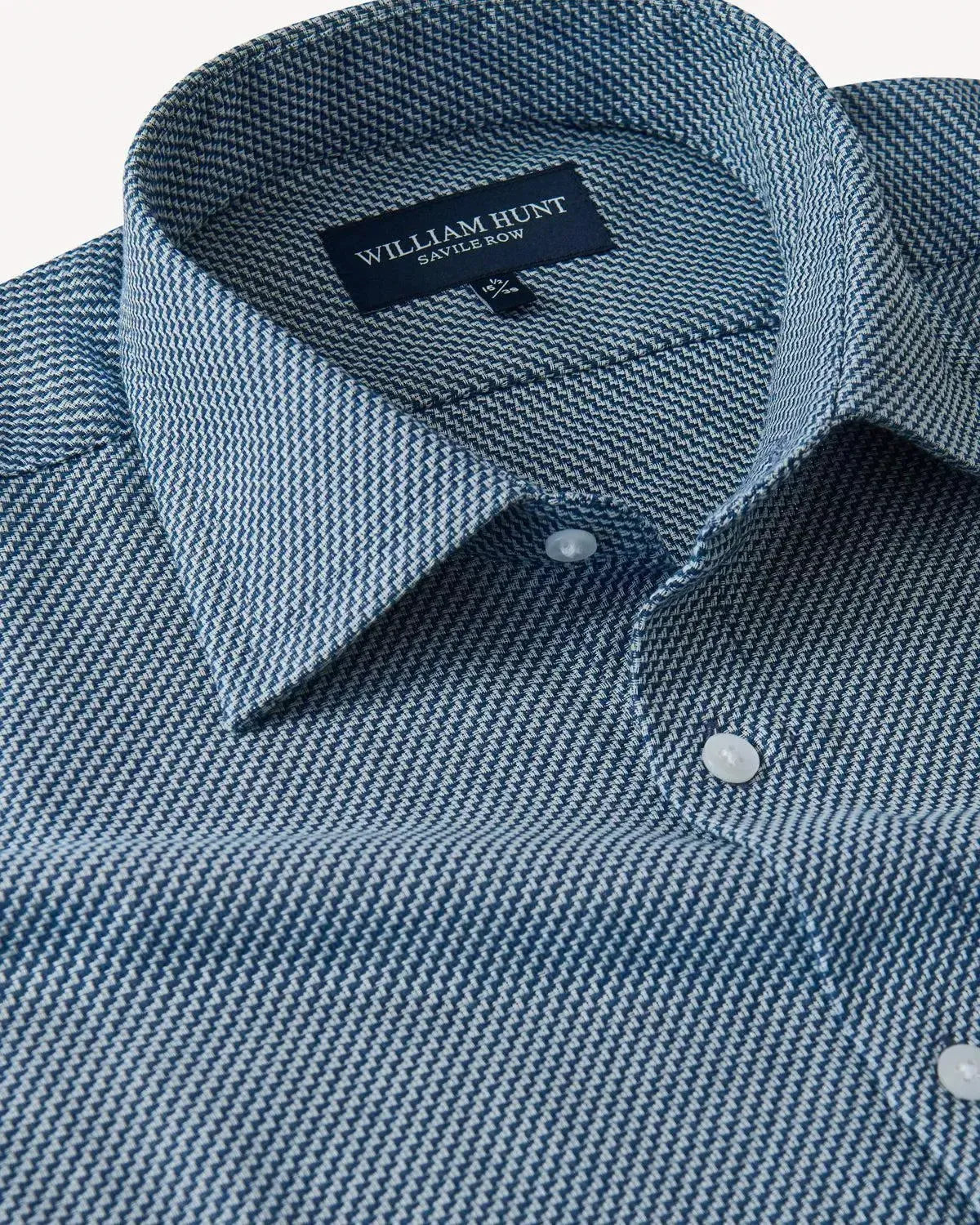 William Hunt Textured Weave Shirt Dark Blue-MALFORD OF LONDON SAVILE ROW MENSWEAR OUTLET