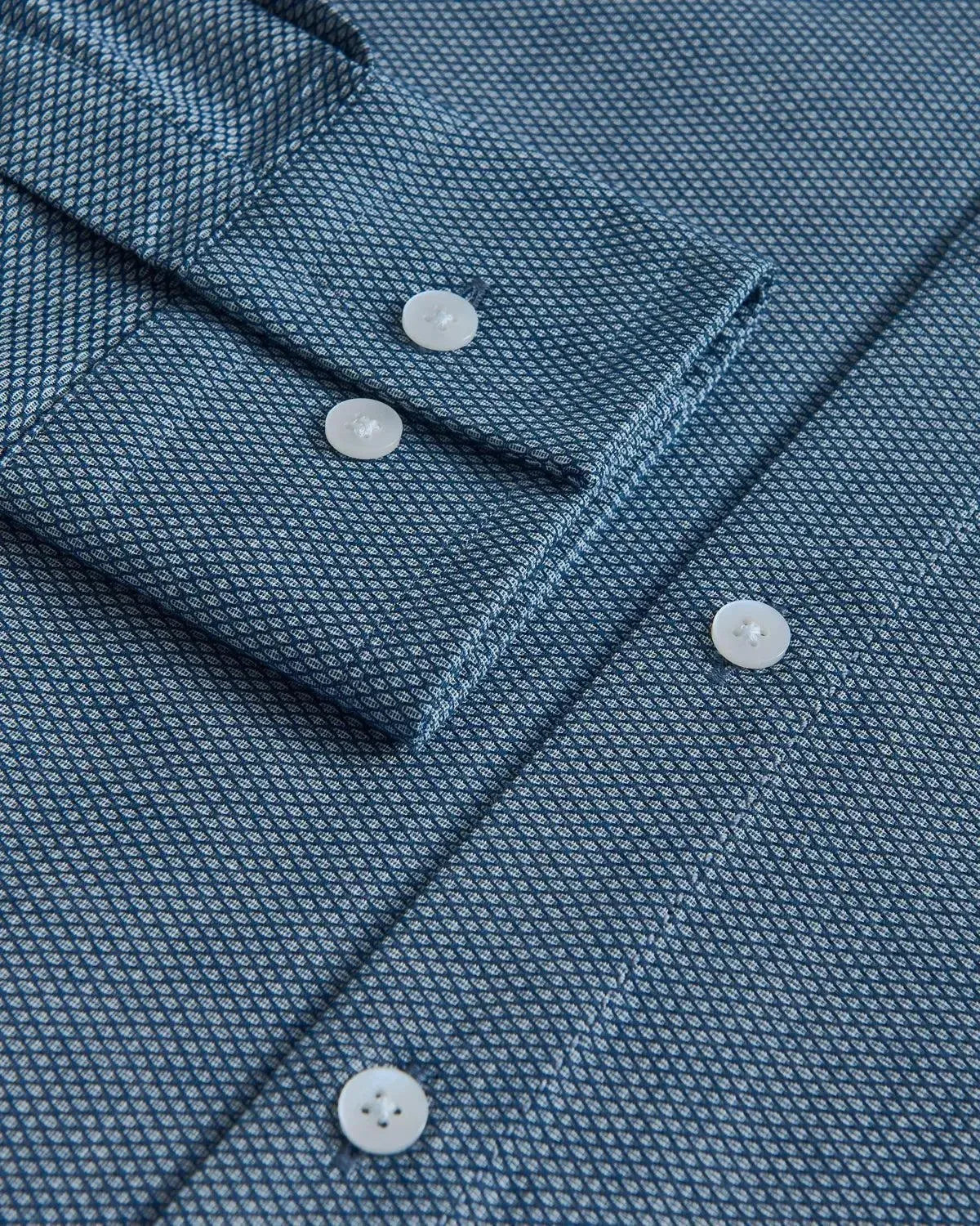 William Hunt Textured Weave Shirt Mid Blue-MALFORD OF LONDON SAVILE ROW MENSWEAR OUTLET