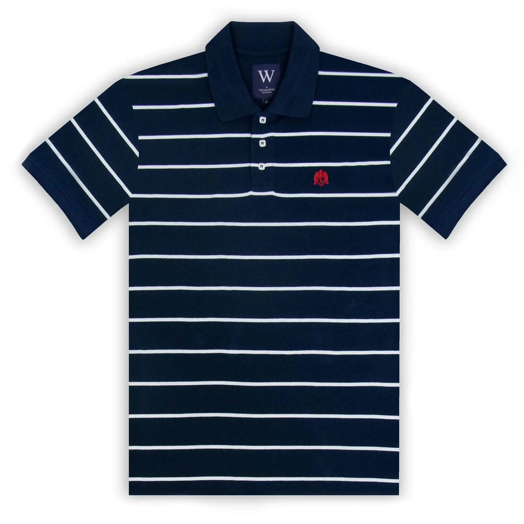 William Hunt Thin Stripe Polo Navy/White-MALFORD OF LONDON SAVILE ROW MENSWEAR OUTLET