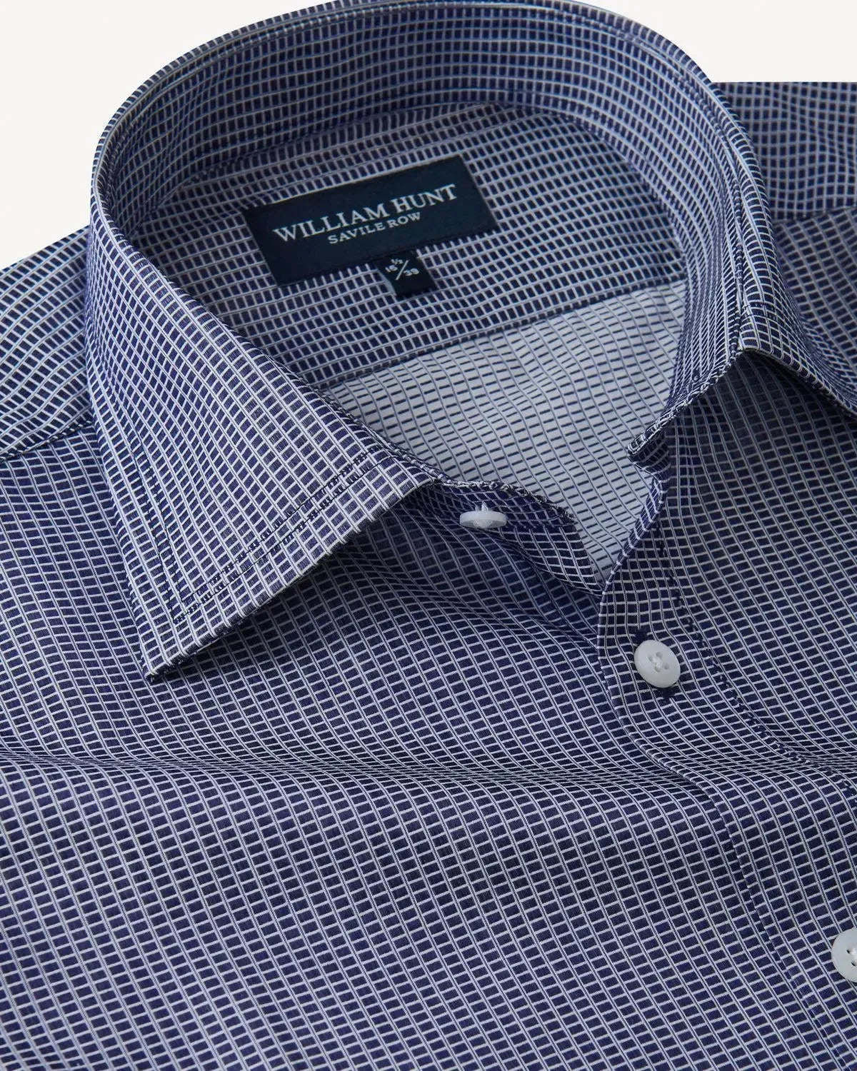 Williiam Hunt Textured Square Shirt Navy-MALFORD OF LONDON SAVILE ROW MENSWEAR OUTLET