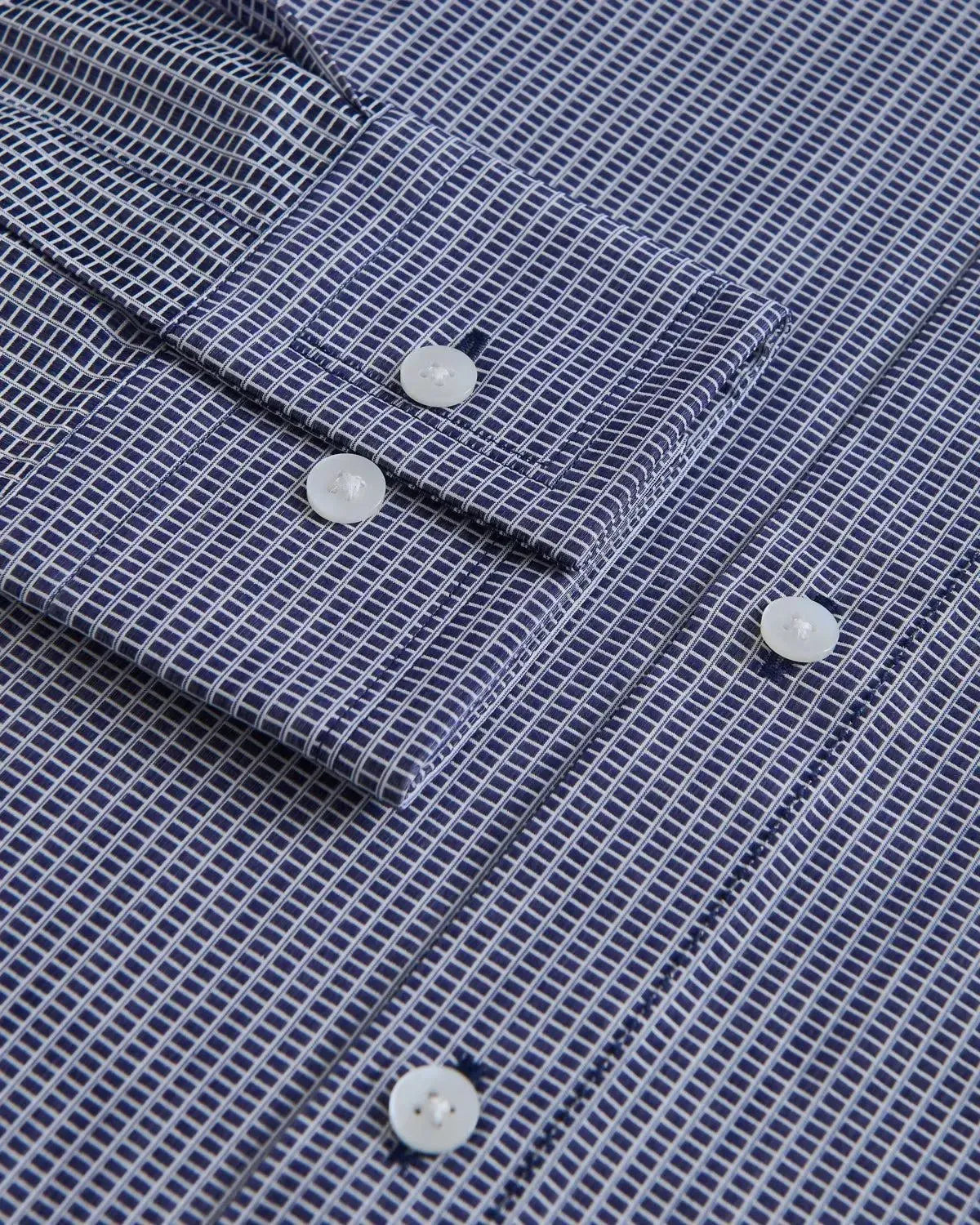 Williiam Hunt Textured Square Shirt Navy-MALFORD OF LONDON SAVILE ROW MENSWEAR OUTLET