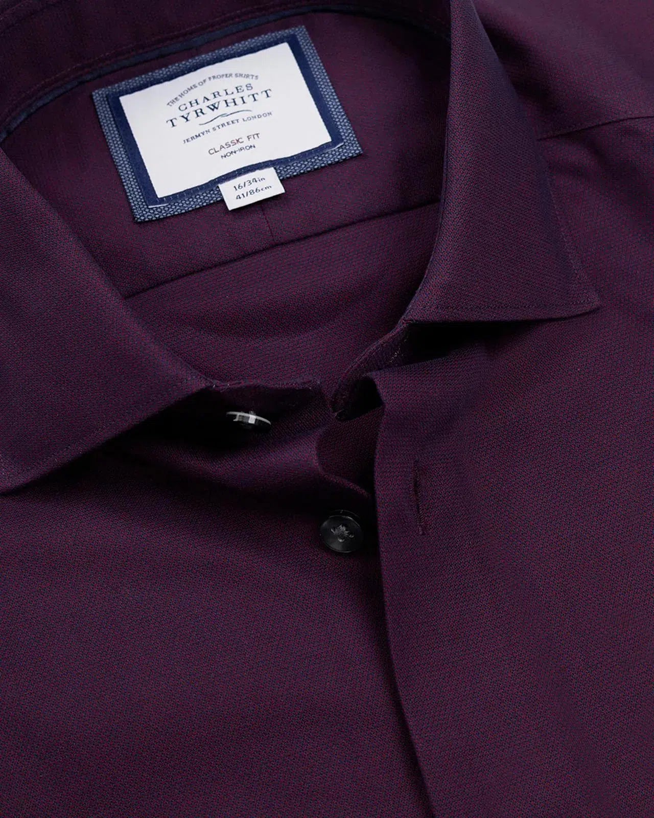 Wine Red Classic Fit Textured Shirt-MALFORD OF LONDON SAVILE ROW MENSWEAR OUTLET