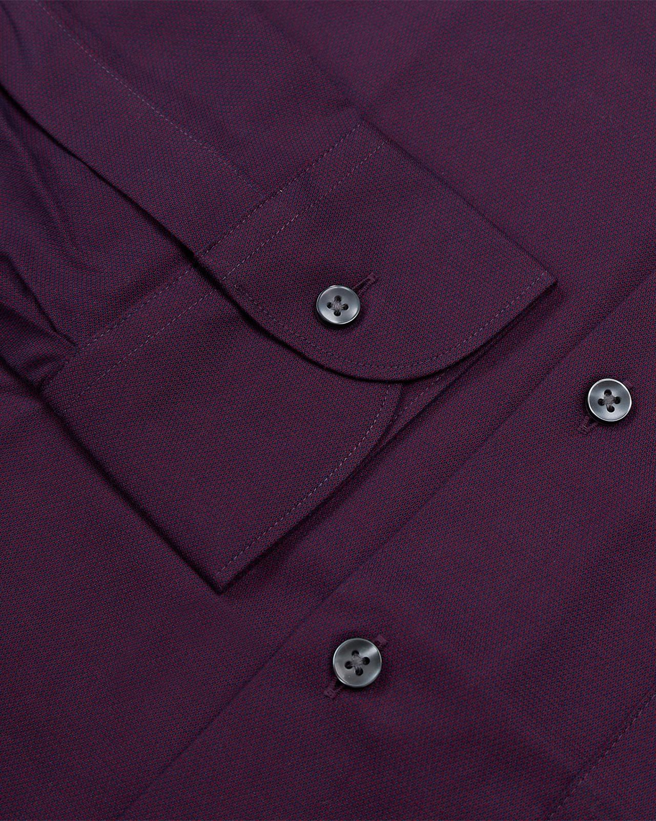 Wine Red Classic Fit Textured Shirt-MALFORD OF LONDON SAVILE ROW MENSWEAR OUTLET