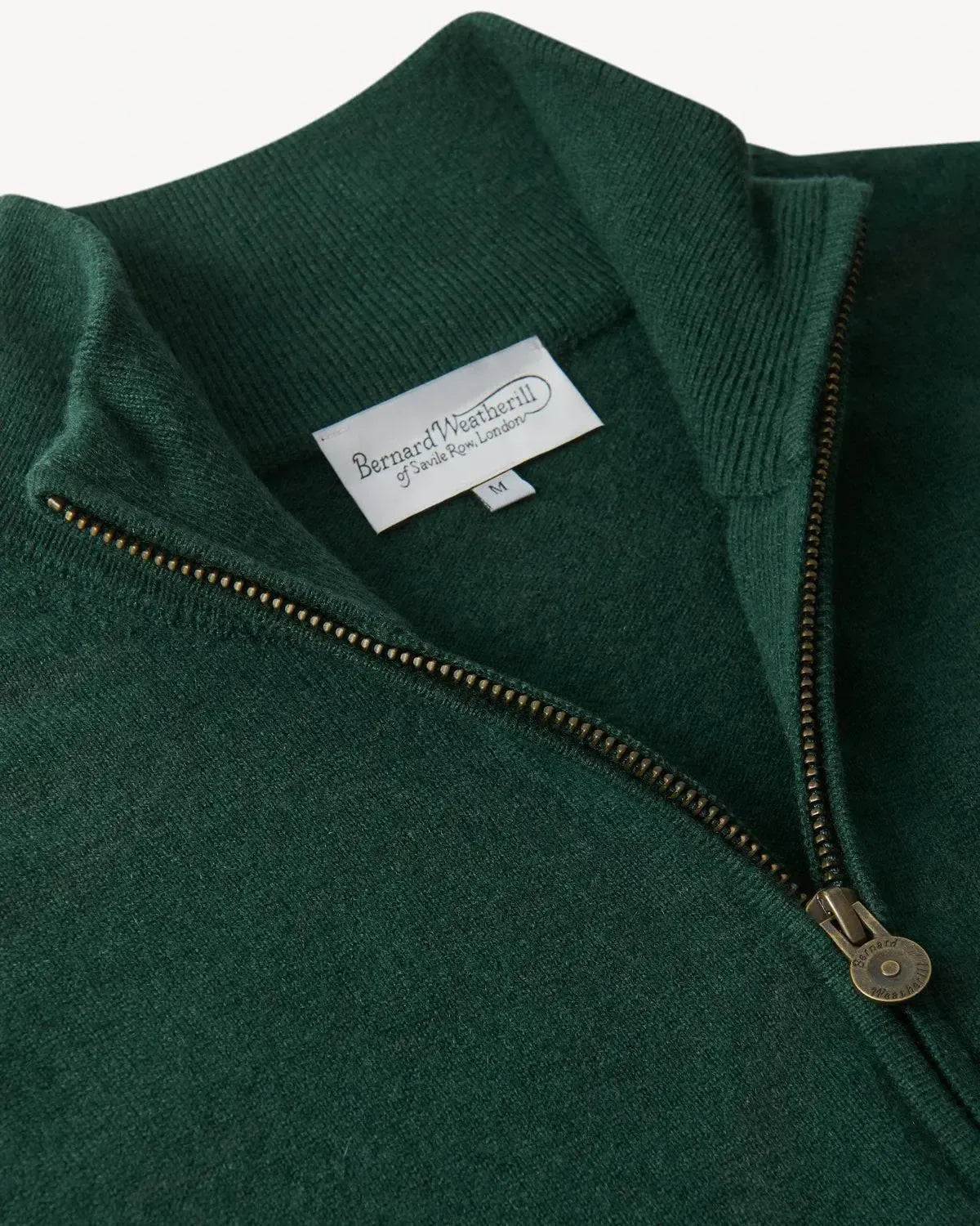 Bernard Weatherill 1/4 Zip Cashmere Mix Forest - Malford_of_London_Tailoring_Archive