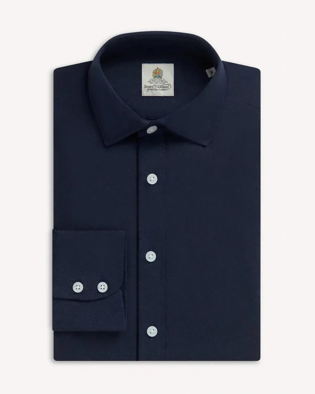 Bernard Weatherill Brushed Cotton Semi - Cutway Shirt Navy – Savile Row Menswear Outlet | Malford of London