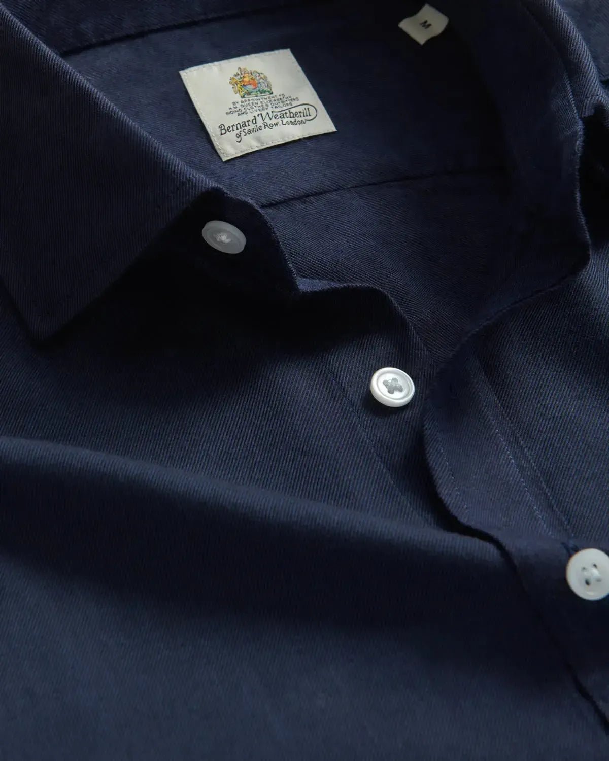 Bernard Weatherill Brushed Cotton Semi - Cutway Shirt Navy – Savile Row Menswear Outlet | Malford of London