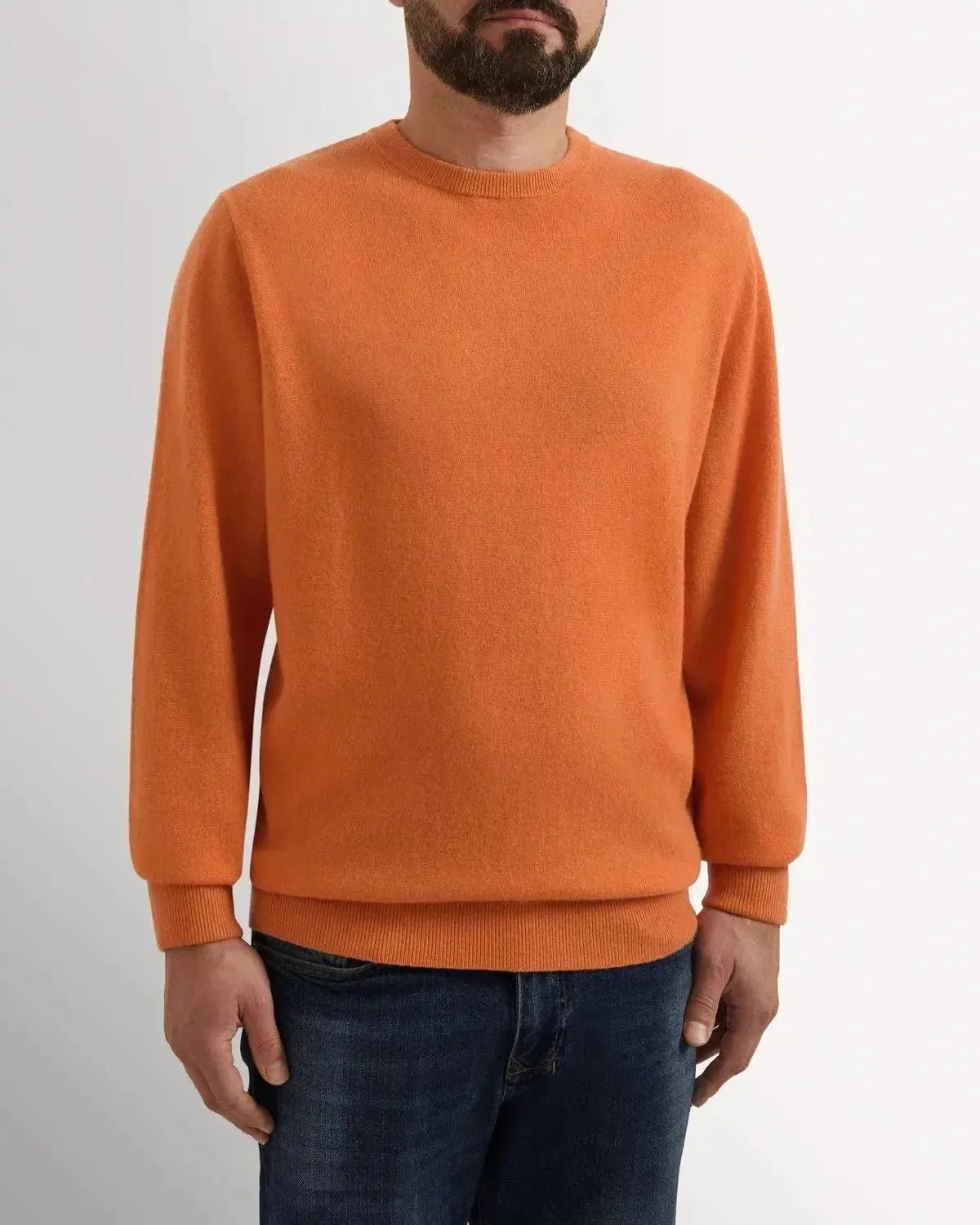 Bernard Weatherill Cashmere Mix Crewneck Burnt Orange - Malford_of_London_Tailoring_Archive