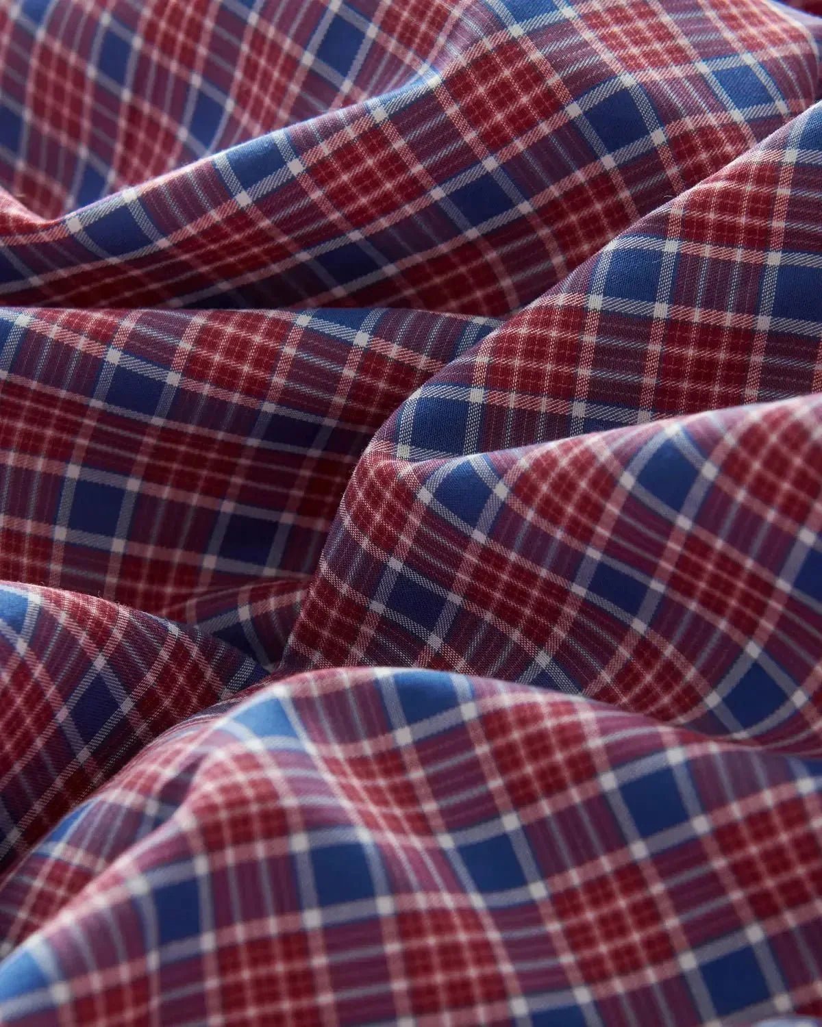 Bernard Weatherill Casual Check Poplin Shirt Blue Red - Malford_of_London_Tailoring_Archive