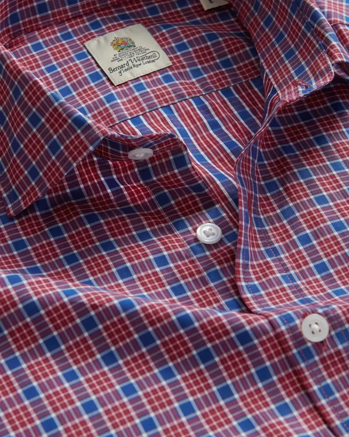 Bernard Weatherill Casual Check Poplin Shirt Blue Red – Savile Row Menswear Outlet | Malford of London