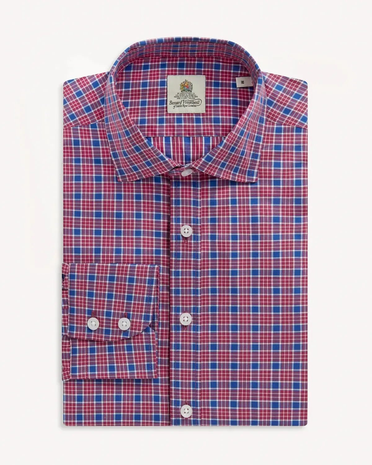 Bernard Weatherill Casual Check Poplin Shirt Blue Red – Savile Row Menswear Outlet | Malford of London