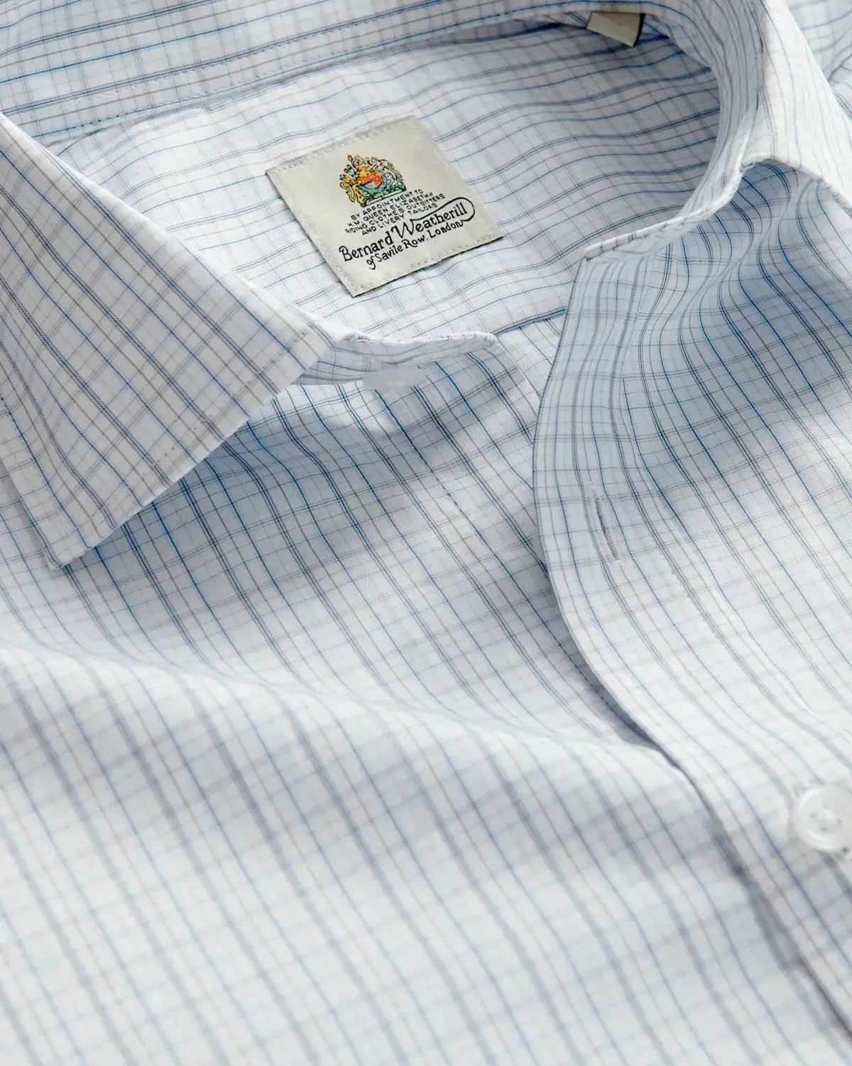 Bernard Weatherill Casual Micro Check Shirt White Blue – Savile Row Menswear Outlet | Malford of London