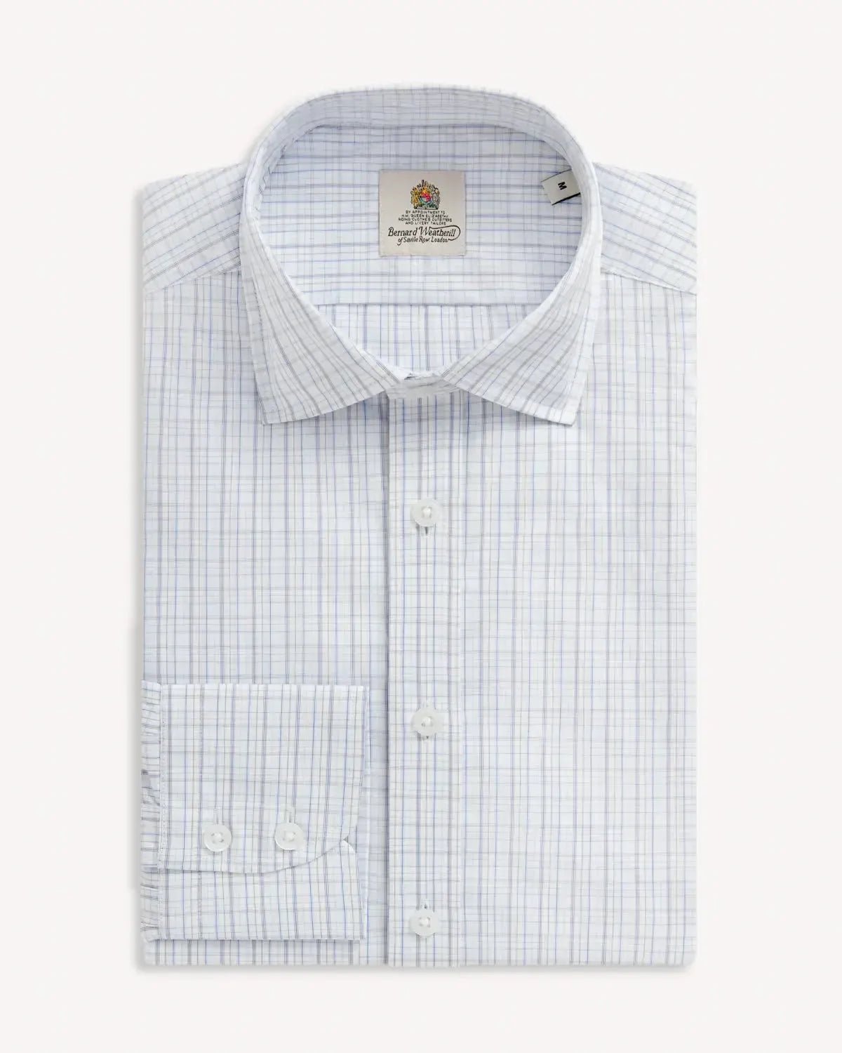 Bernard Weatherill Casual Micro Check Shirt White Blue – Savile Row Menswear Outlet | Malford of London