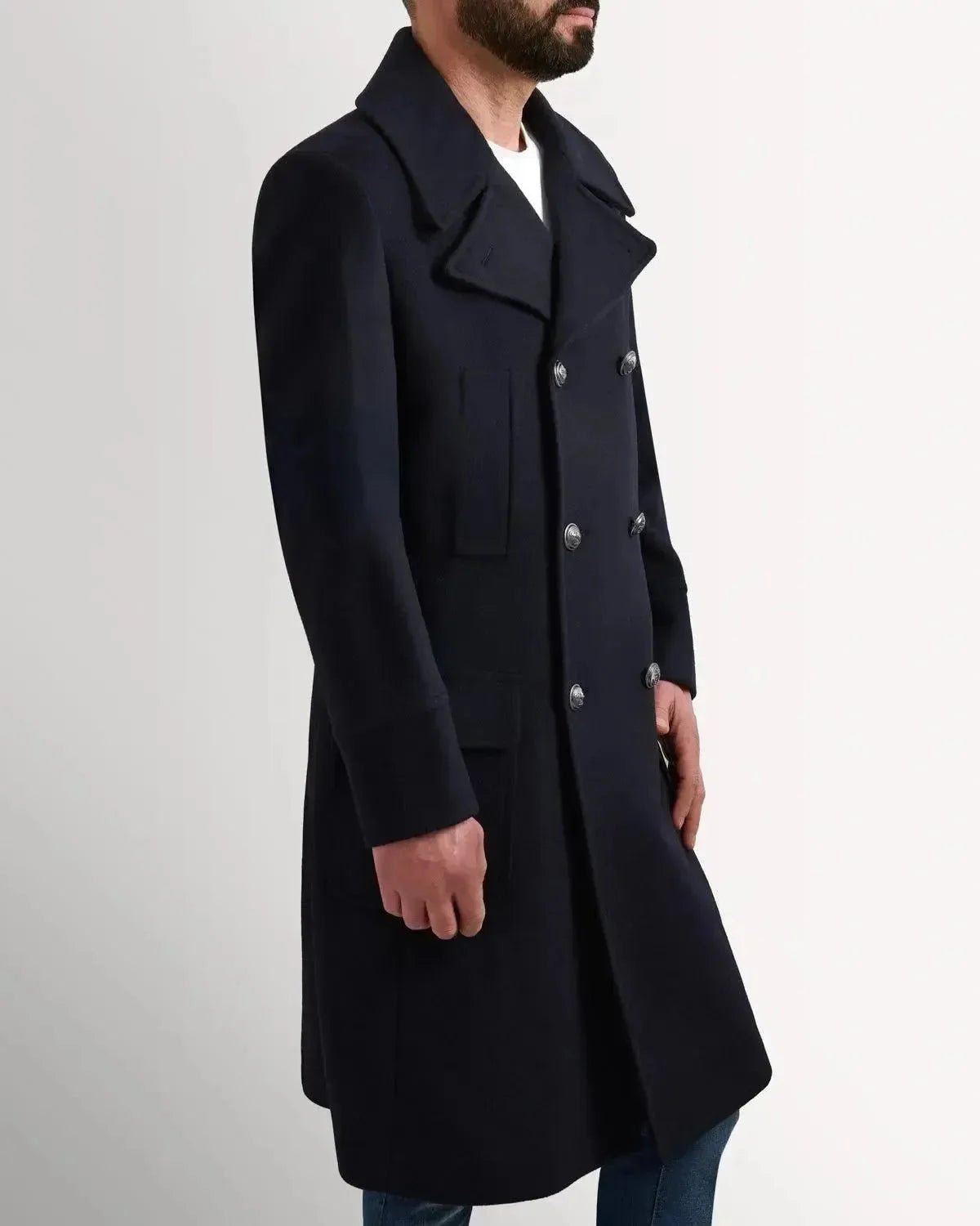 Bernard Weatherill DB 3/4 Length Peacoat Coat Navy - Malford_of_London_Tailoring_Archive