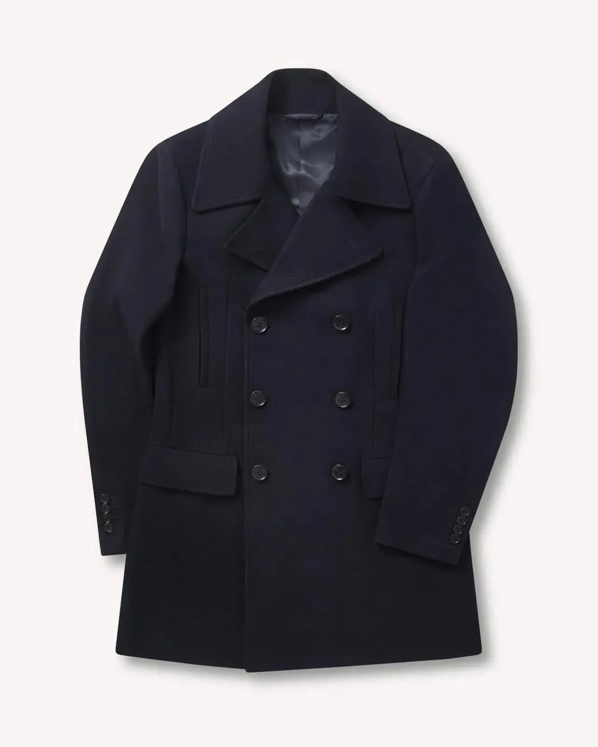 Bernard Weatherill Double Breasted Wool Peacoat Navy Blue - Malford_of_London_Tailoring_Archive