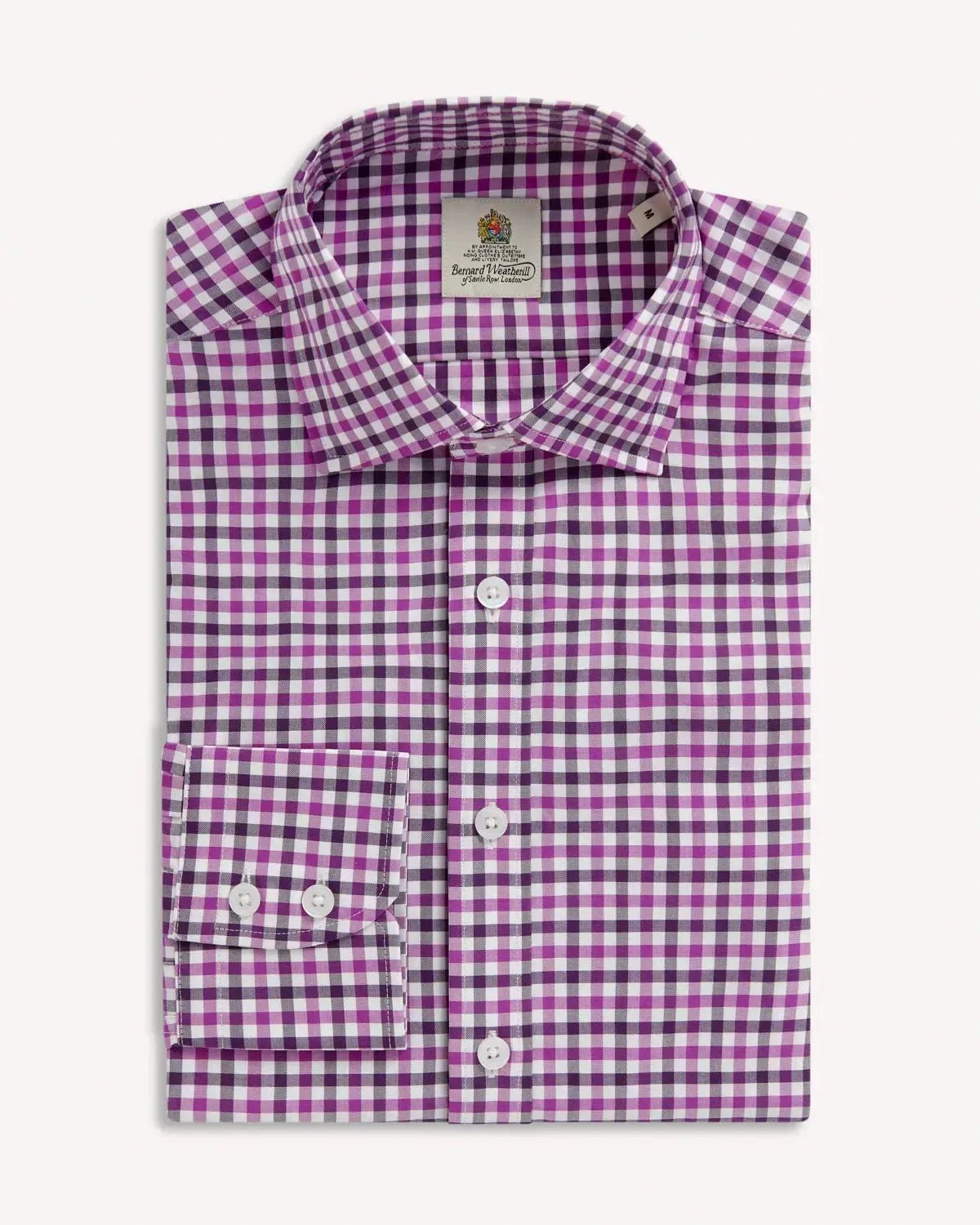 Bernard Weatherill Gingham Twill Classic Fit Shirt Purple/White – Savile Row Menswear Outlet | Malford of London