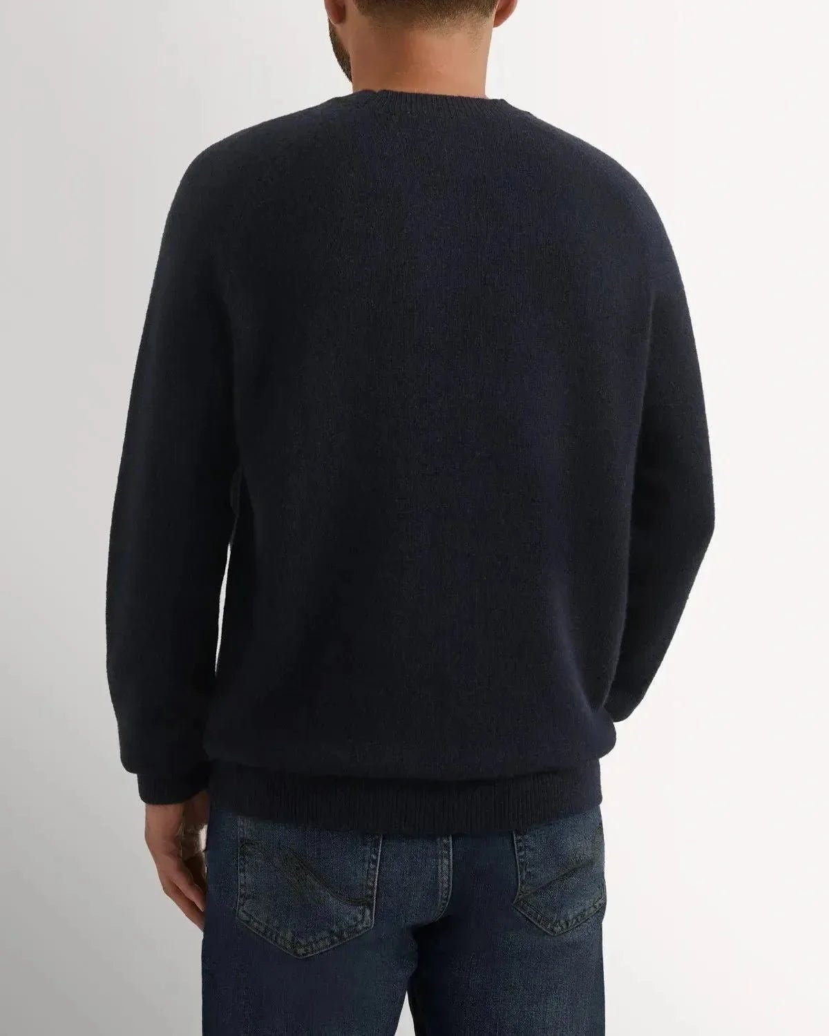 Bernard Weatherill Lambswool Plain Crewneck Navy - Malford_of_London_Tailoring_Archive