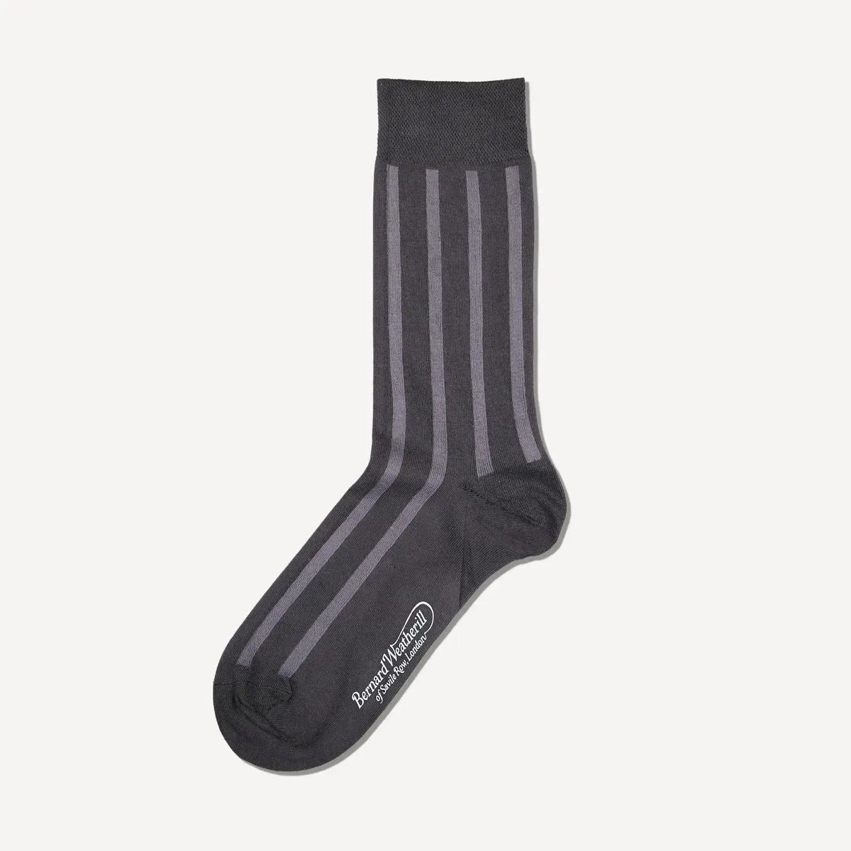 Bernard Weatherill Large Stripe Socks Gunmetal Grey - Malford_of_London_Tailoring_Archive
