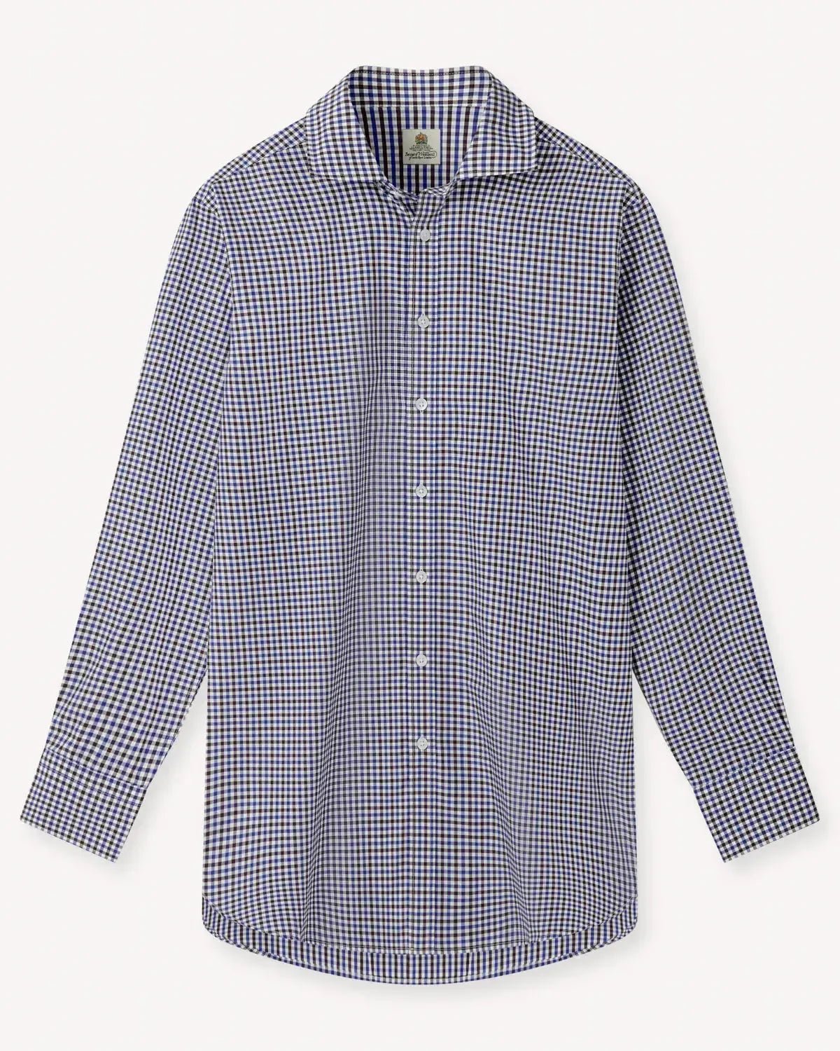 Bernard Weatherill Micro Gingham Country Twill Shirt Blue Green White – Savile Row Menswear Outlet | Malford of London