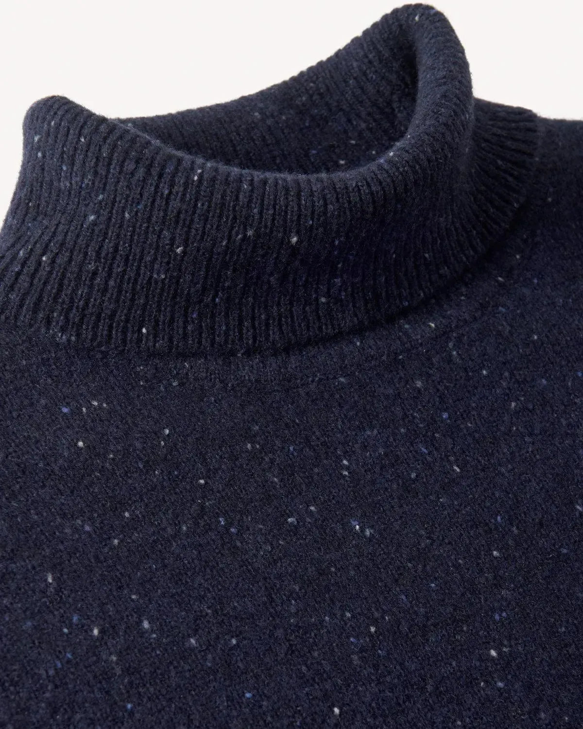 Bernard Weatherill Plain Roll Neck Melange Tweed Navy Flec - Malford_of_London_Tailoring_Archive