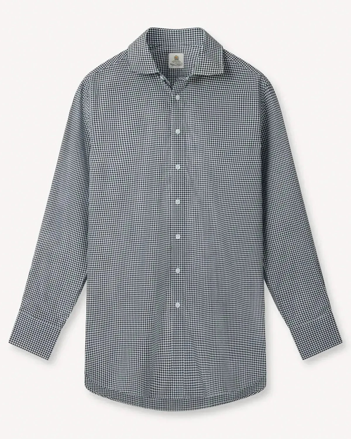 Bernard Weatherill Poplin Micro Gingham Shirt Black White - Malford_of_London_Tailoring_Archive